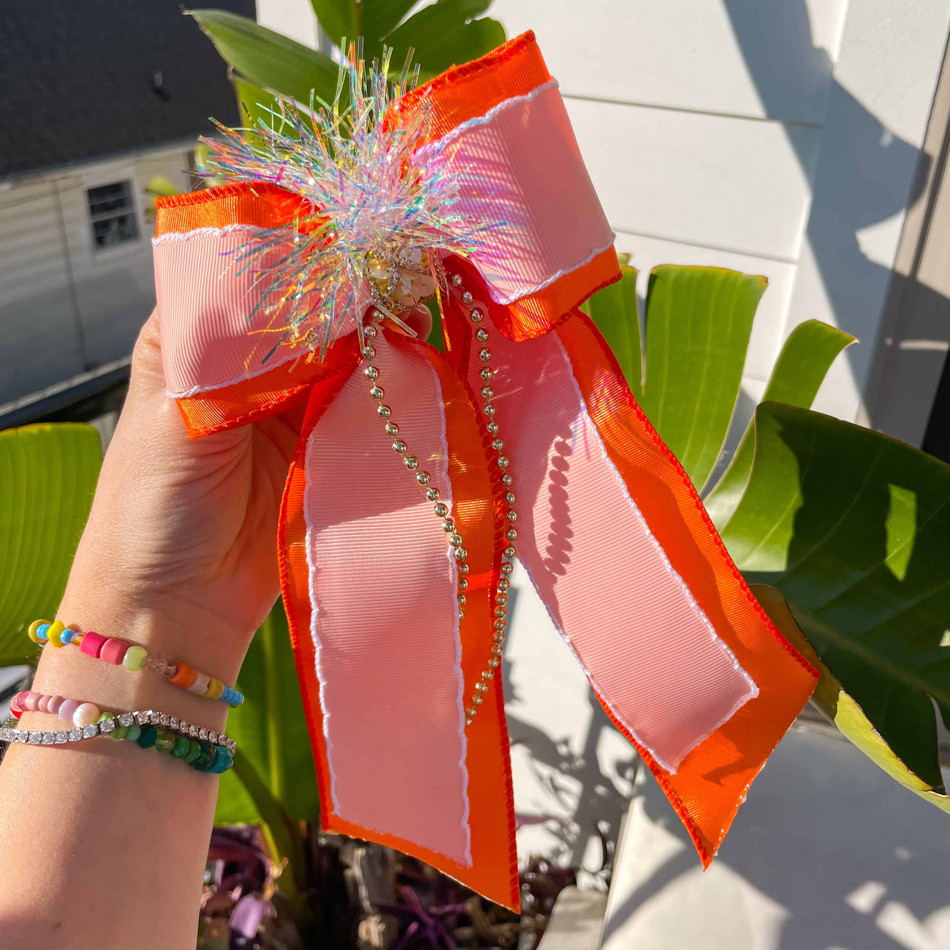Orange & Pink Hair Bow
