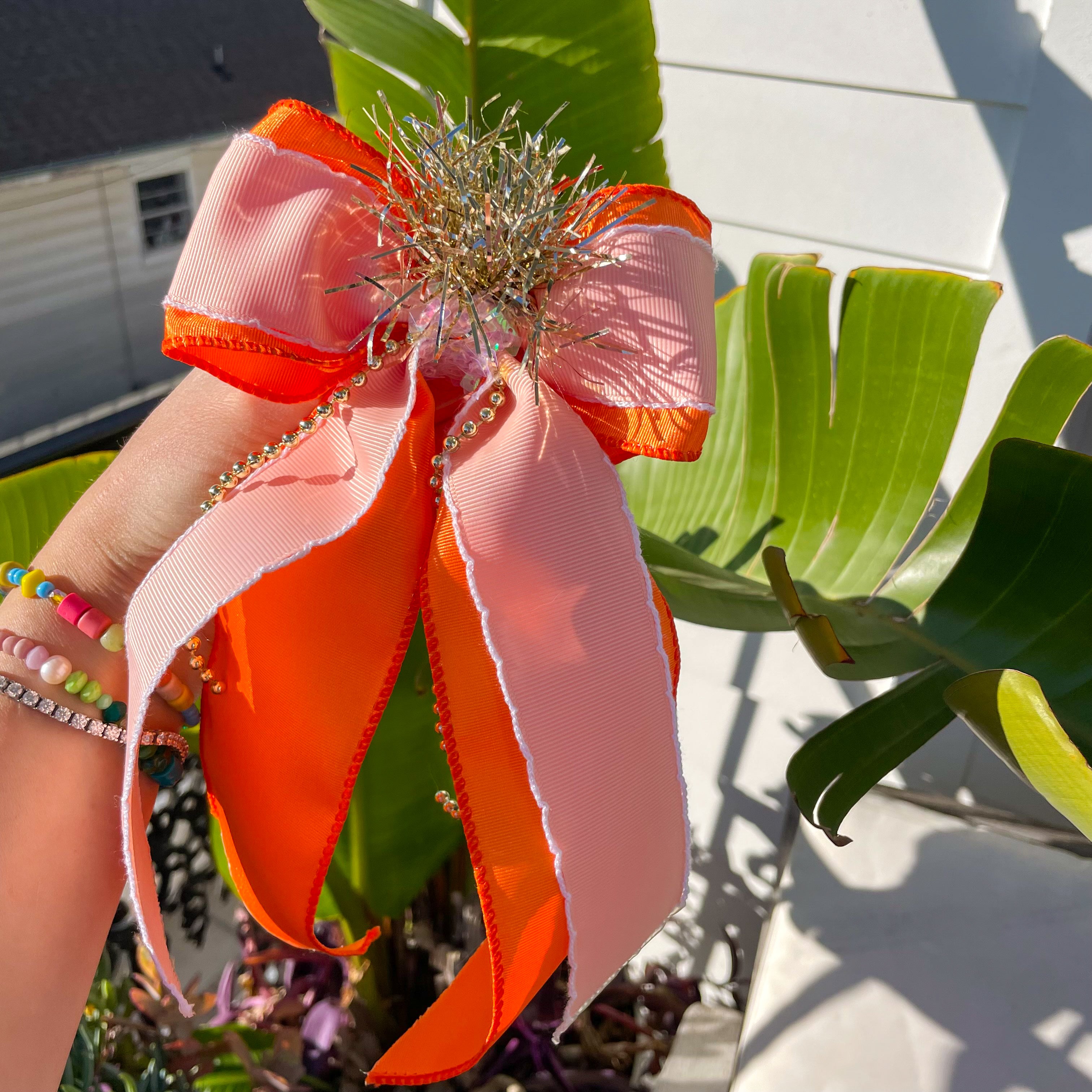 Orange & Pink Hair Bow