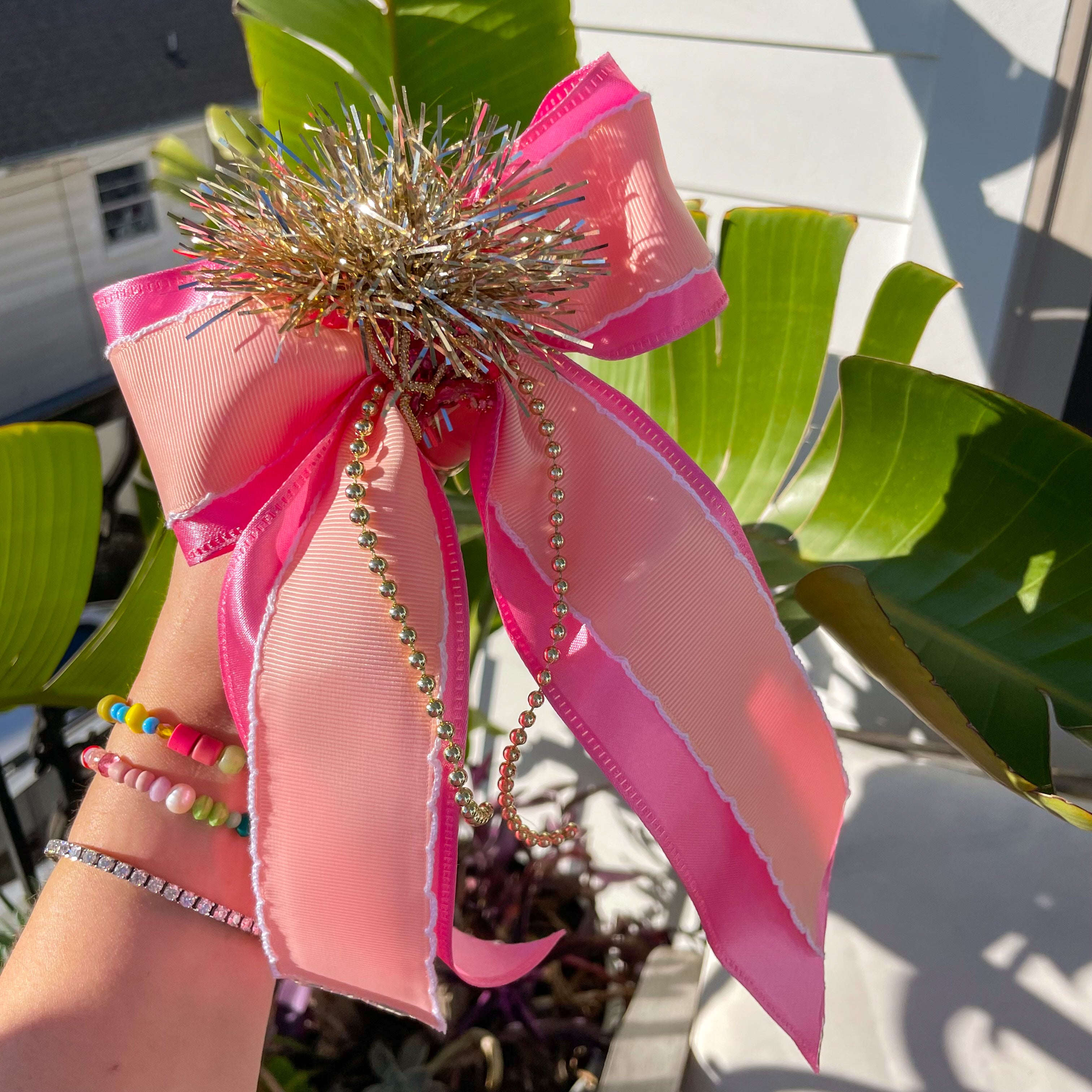 Pink & Gold Hair Bow No. 3