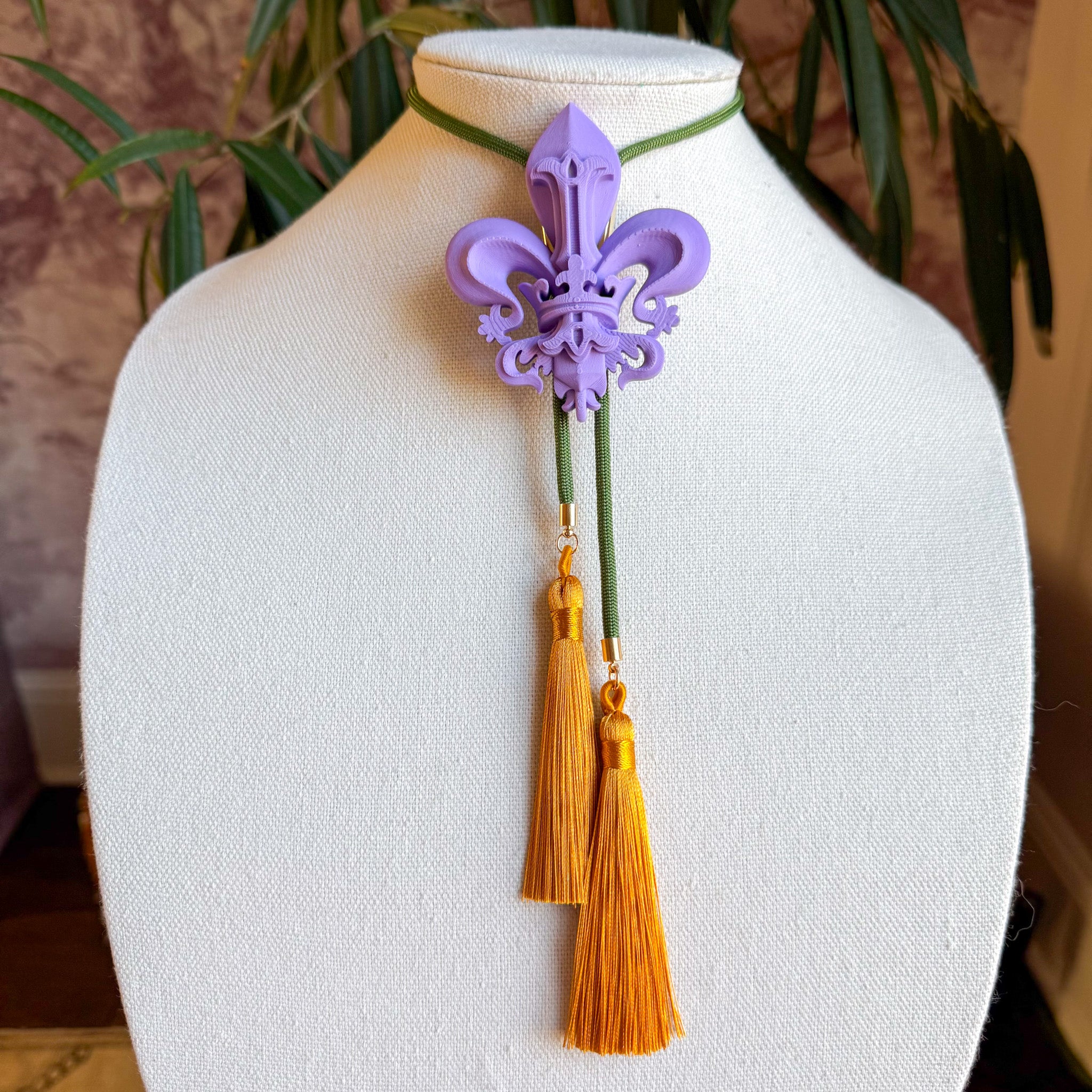 Krewe of Iris Bolo Lavender with Olive & Golden Yellow