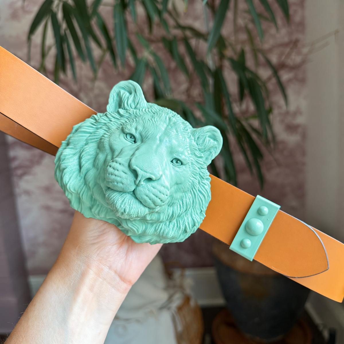 Tiger Belt Buckle Turquoise