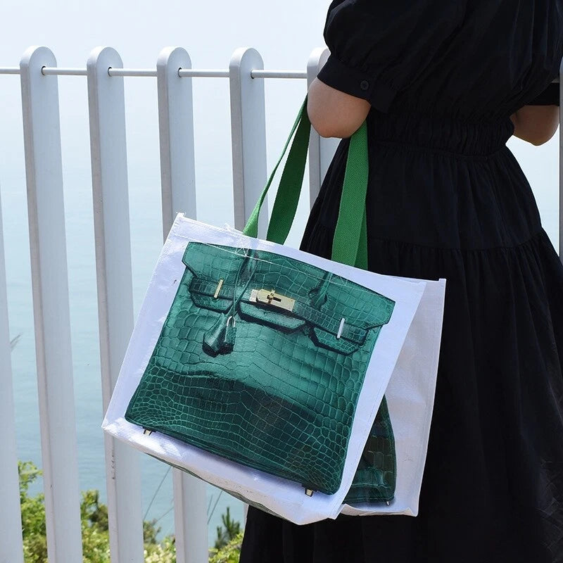 Fake It Till You Tote It Green Bag