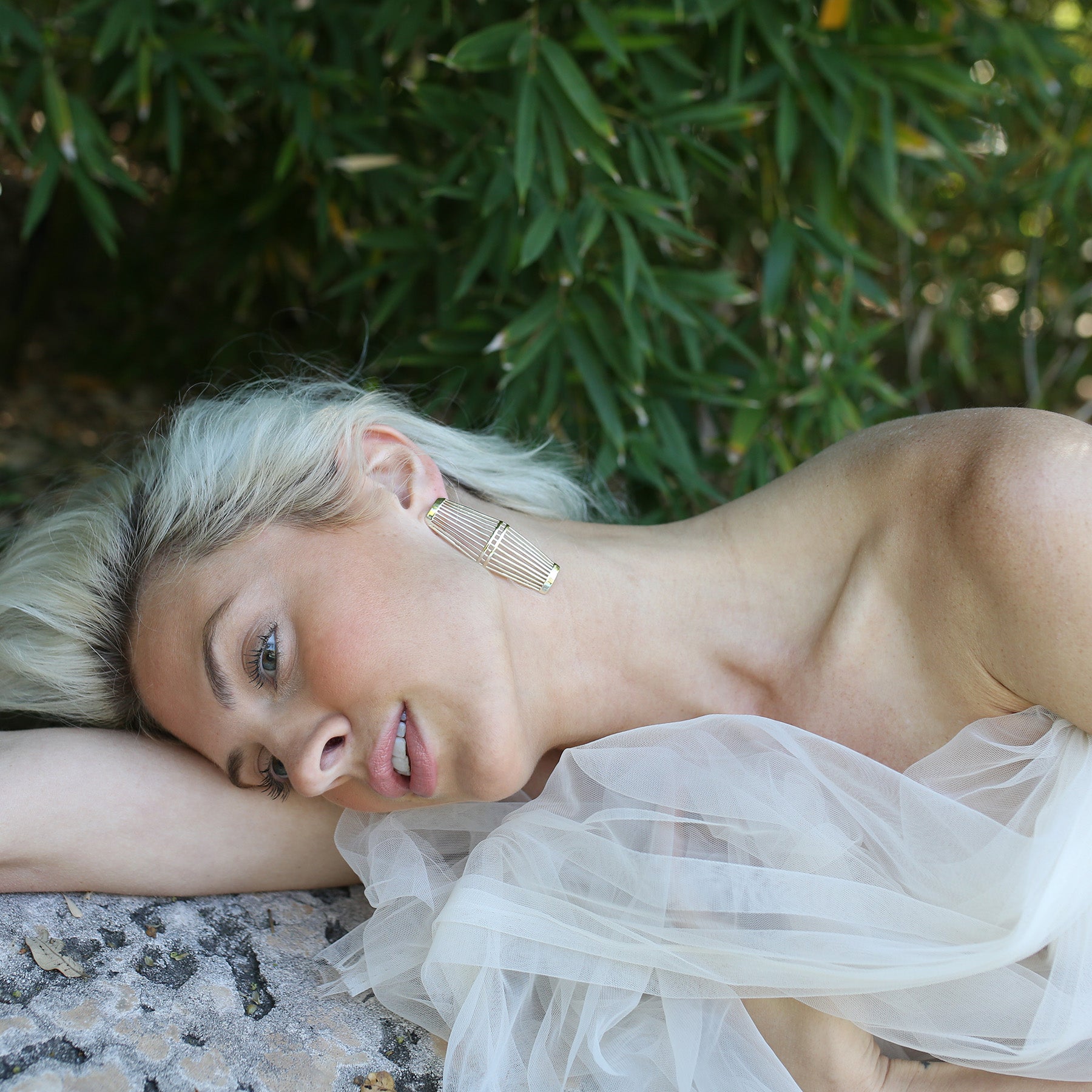 Ellie Woven Statement Earrings in Silver