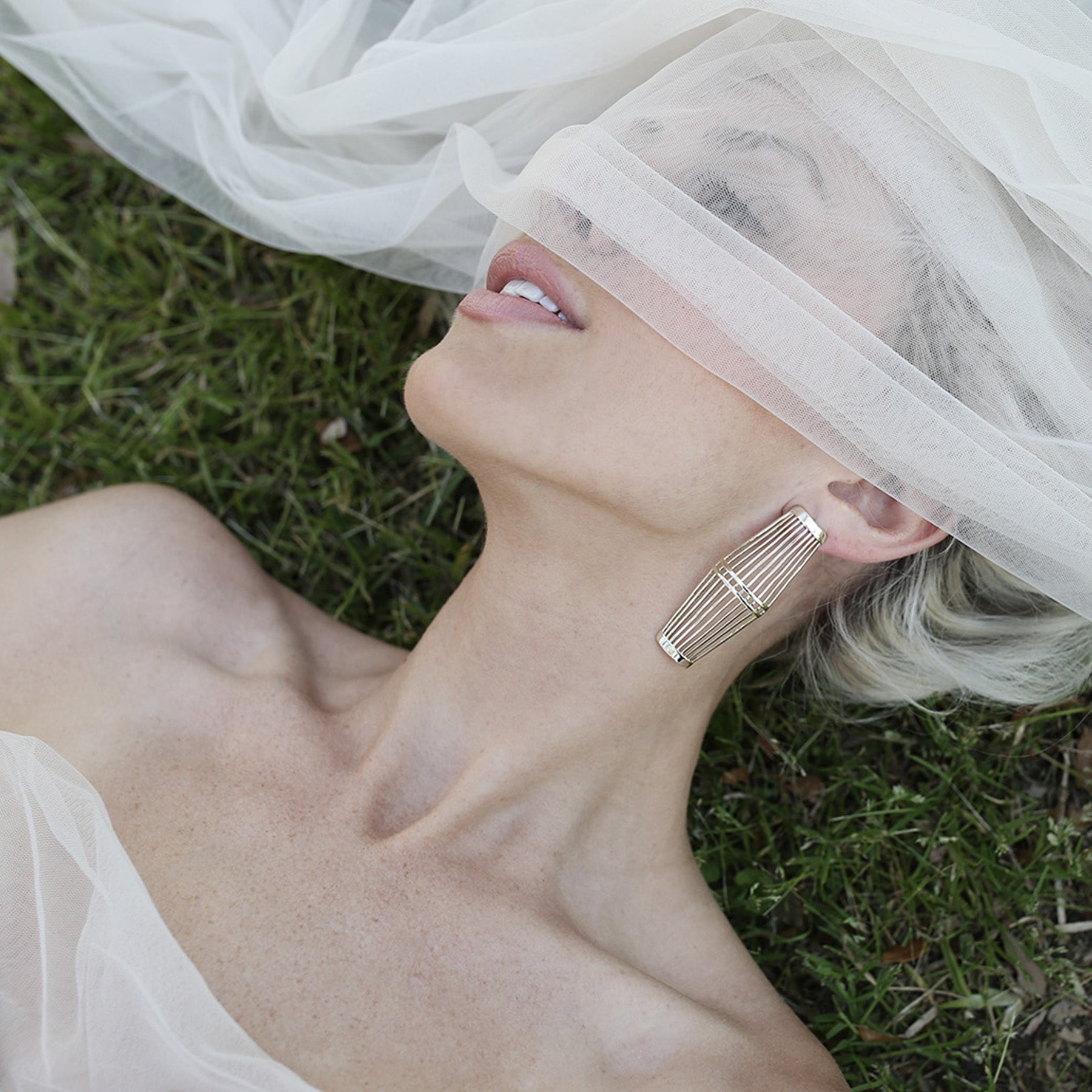 Ellie Woven Statement Earrings in Silver