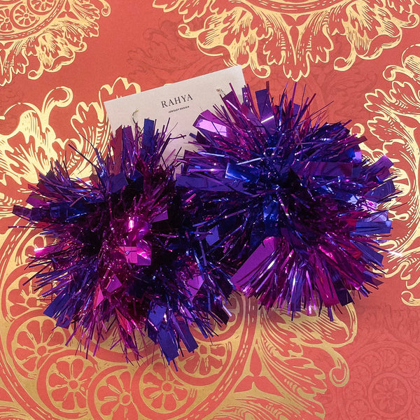 Purple pom clearance pom earrings