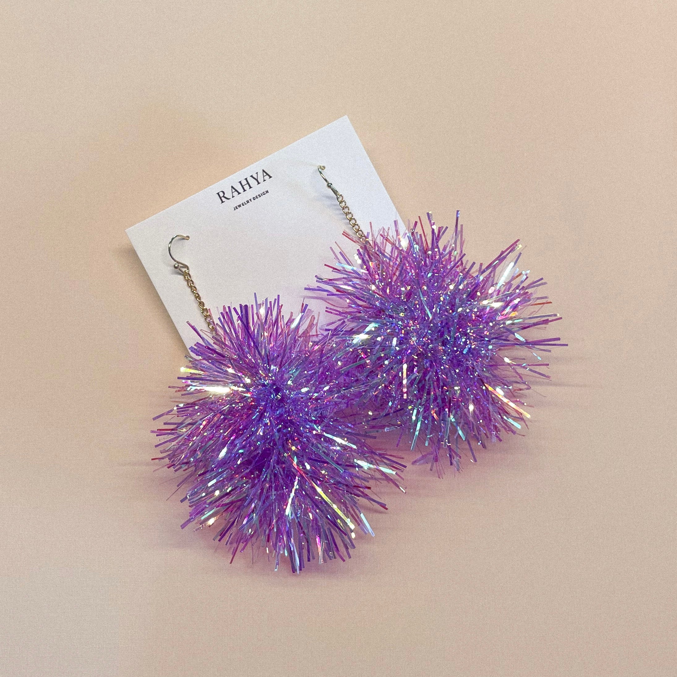 Iris Mini Purple Pom Pom Earrings