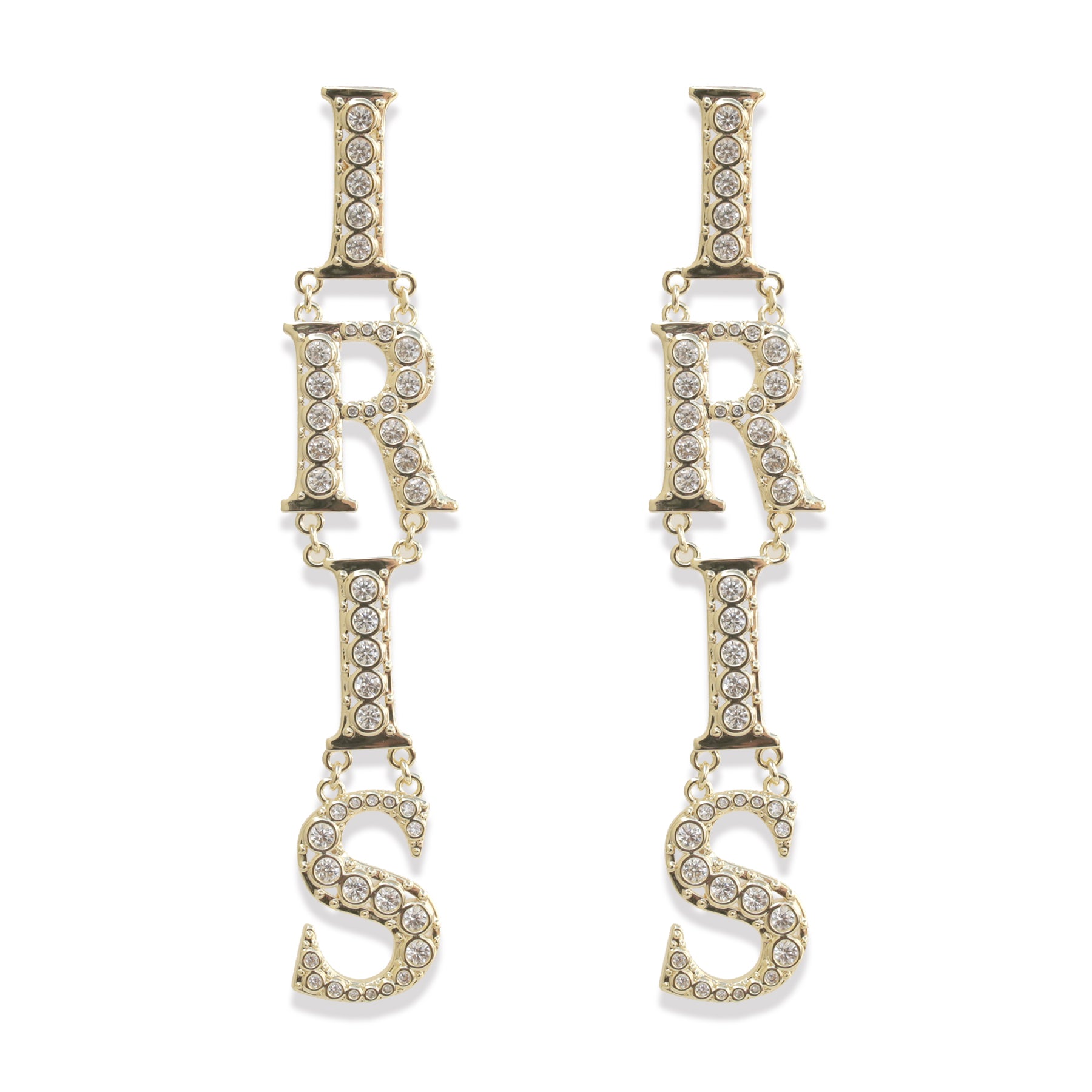 Iris CZ Letters Statement Earrings