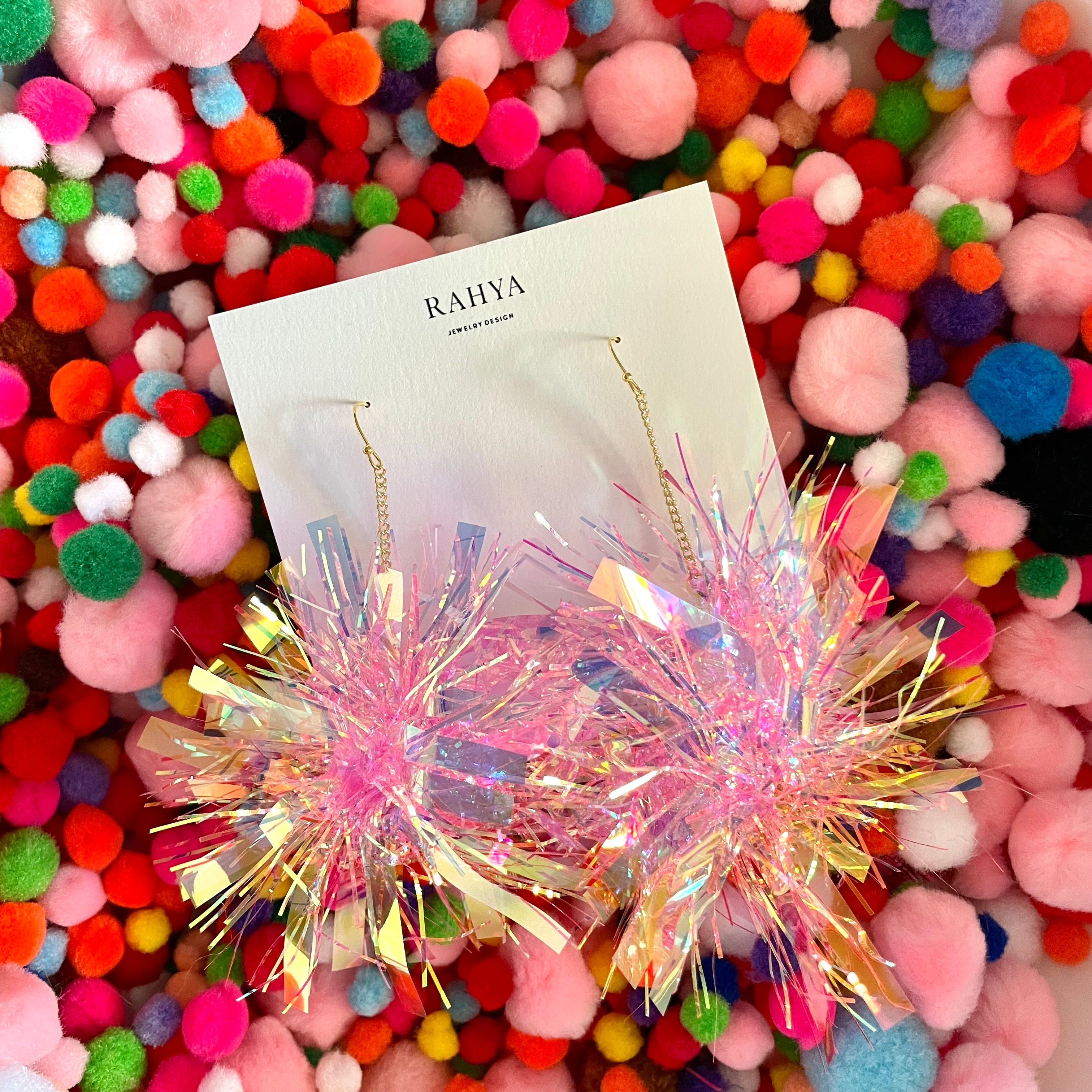 Pink Bubblegum Pom Pom Earrings