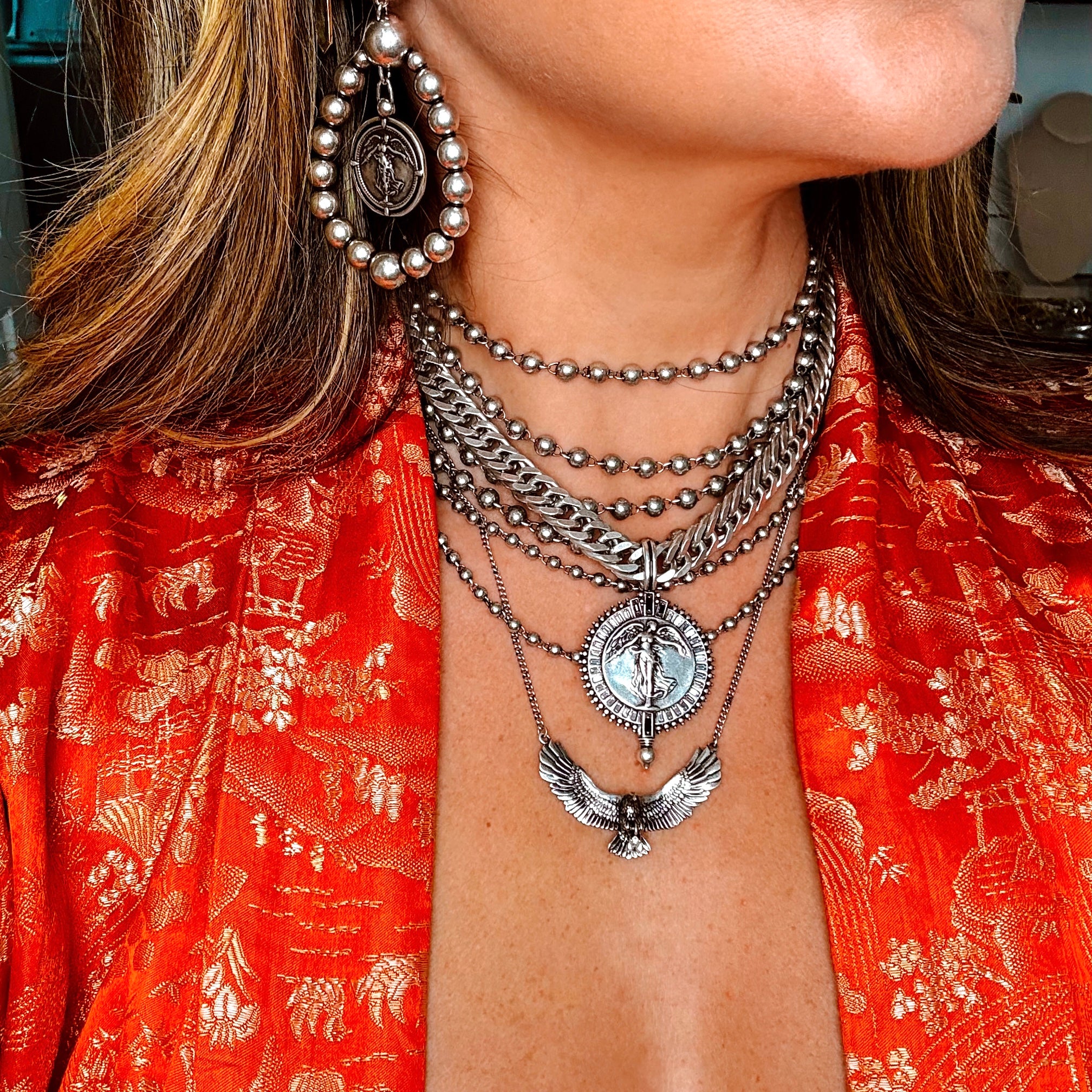 Icaria Eagle Necklace Antique Silver