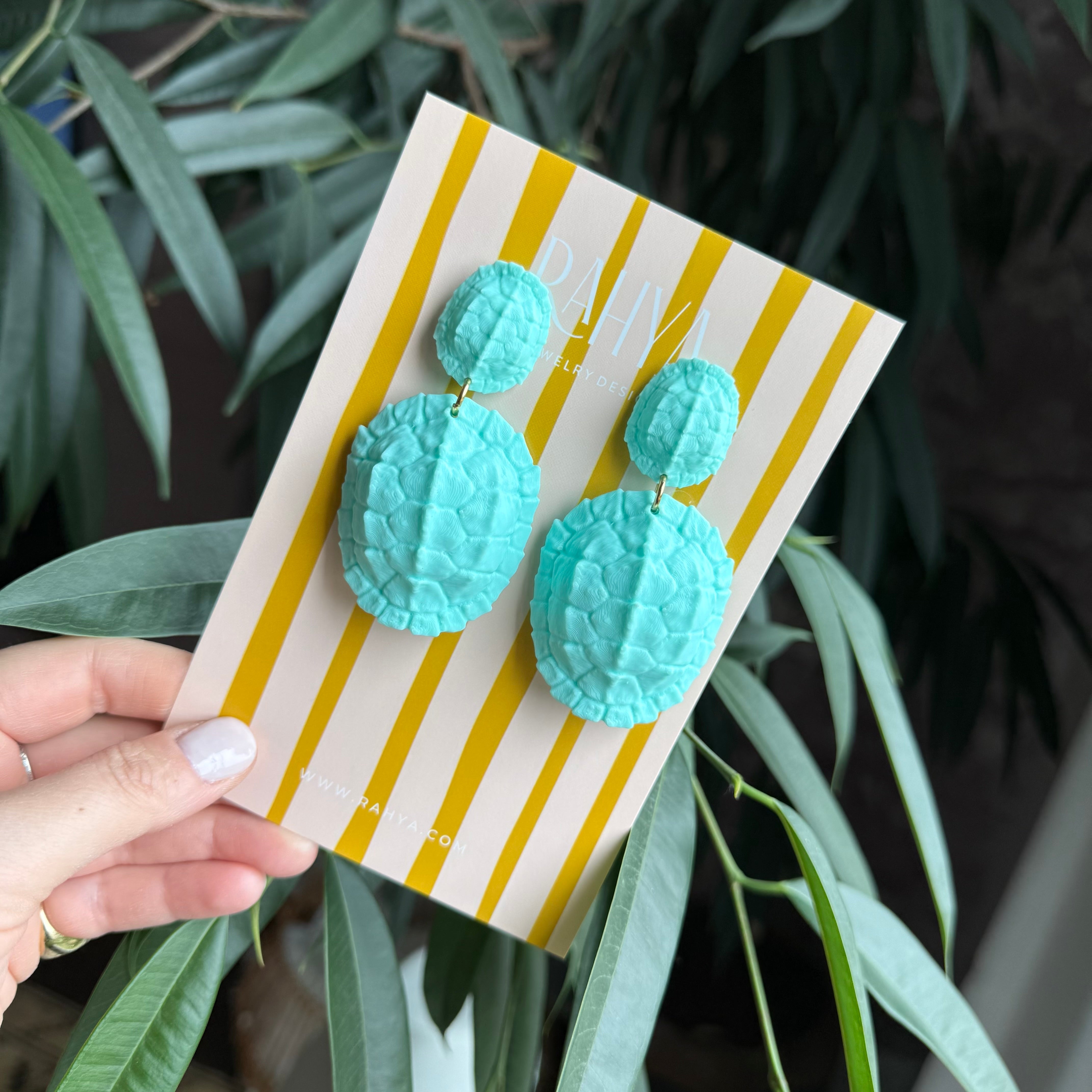 Tortoise Turquoise Statement Earrings