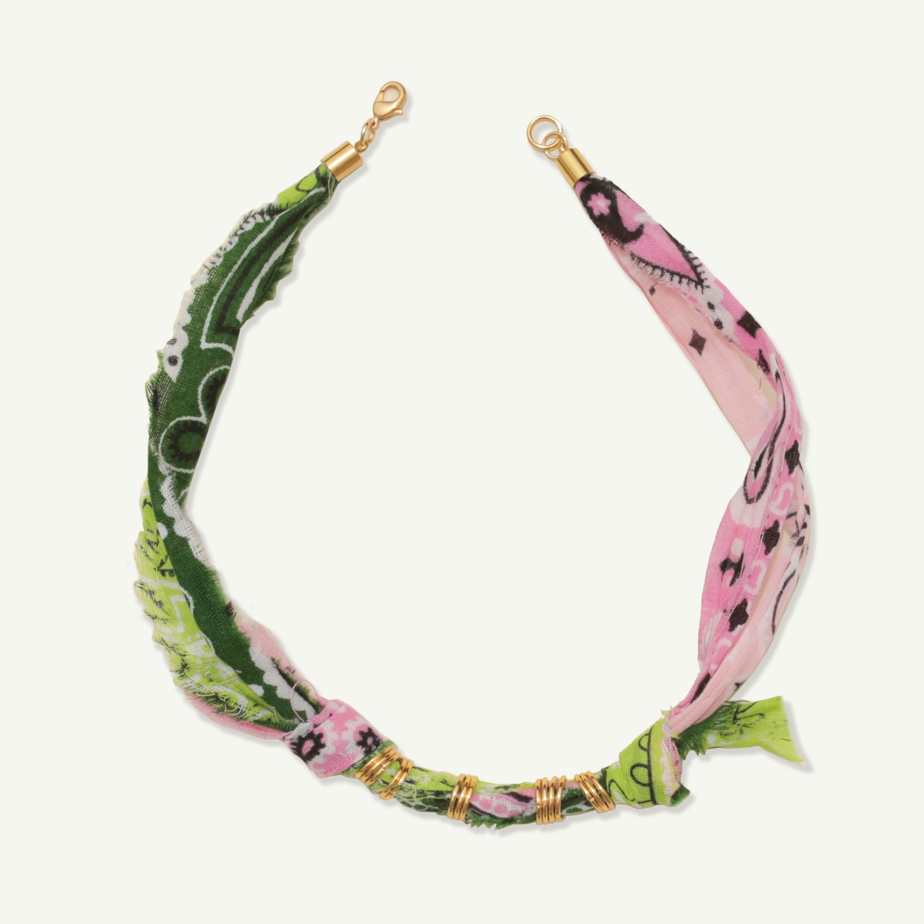 Bandana Necklace in Green Pink