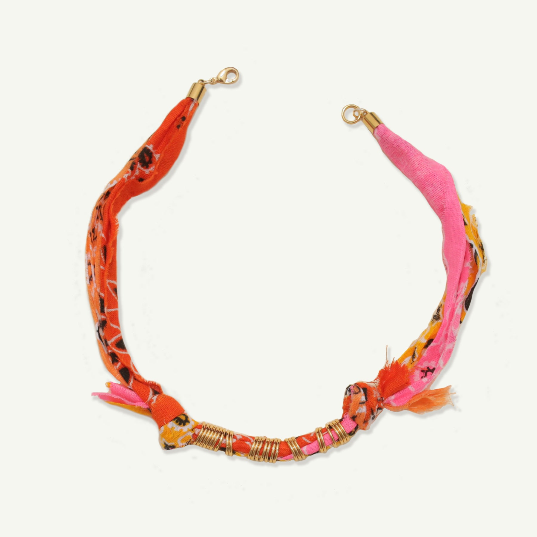Bandana Necklace in Orange Pink