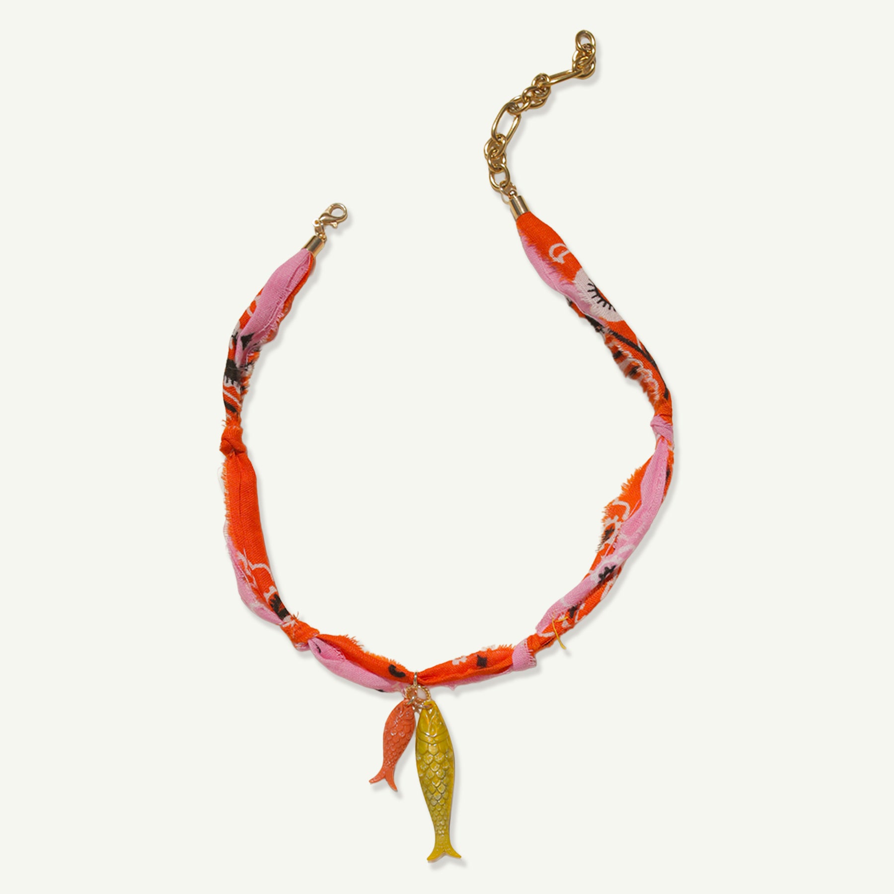 Fishy Bandana Necklace in Orange Pink