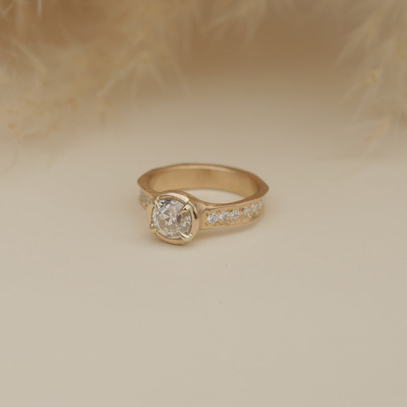 Hand Carved Diamond Band Engagement Ring