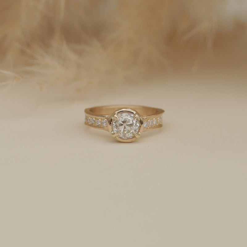 Hand Carved Diamond Band Engagement Ring