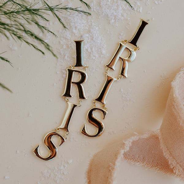Iris Letters Statement Earrings