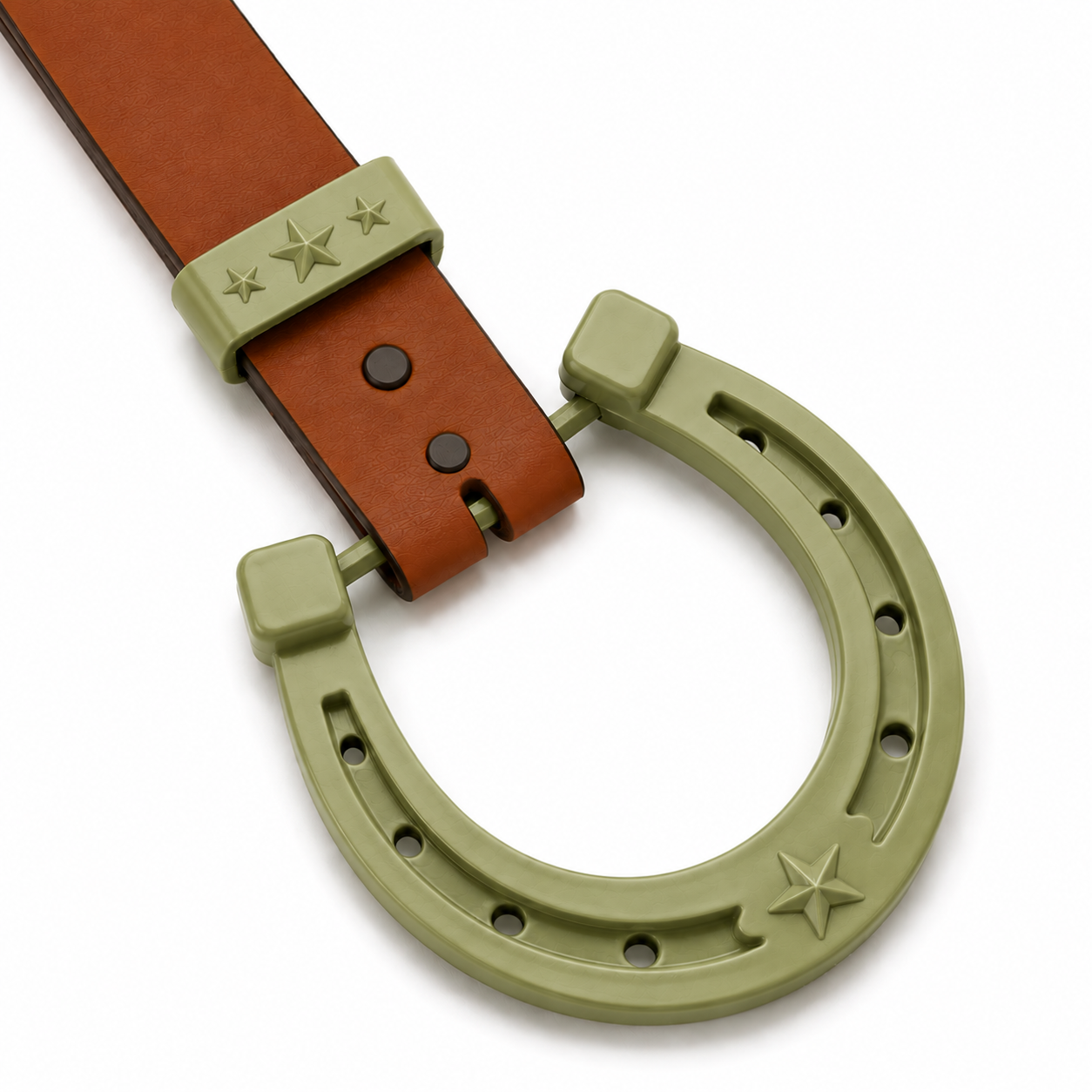Horseshoe Belt Buckle Olive Green