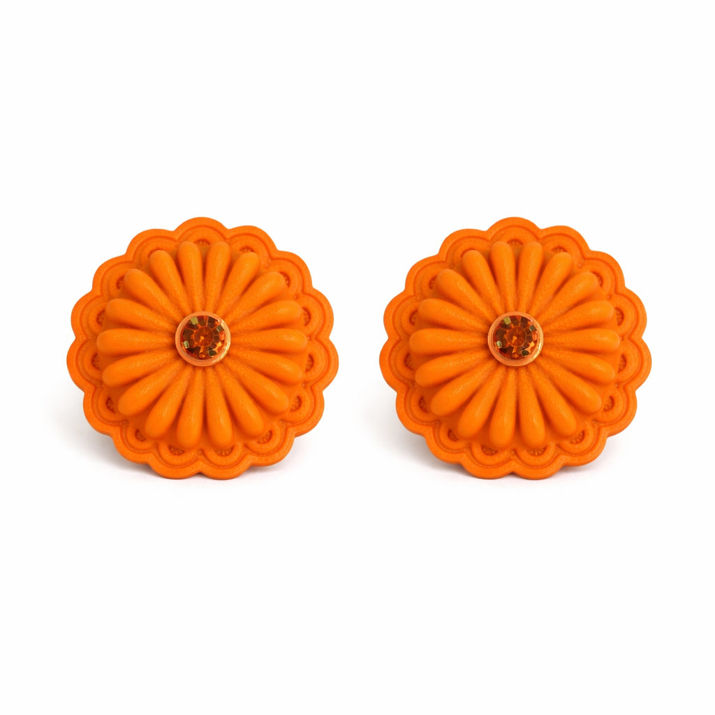 Concho Orange Citrus Statement Earrings