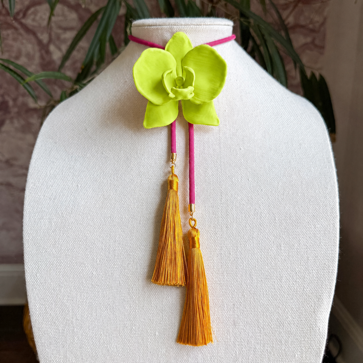 Orchid Bolo Lime Green with Fuchsia & Golden Yellow