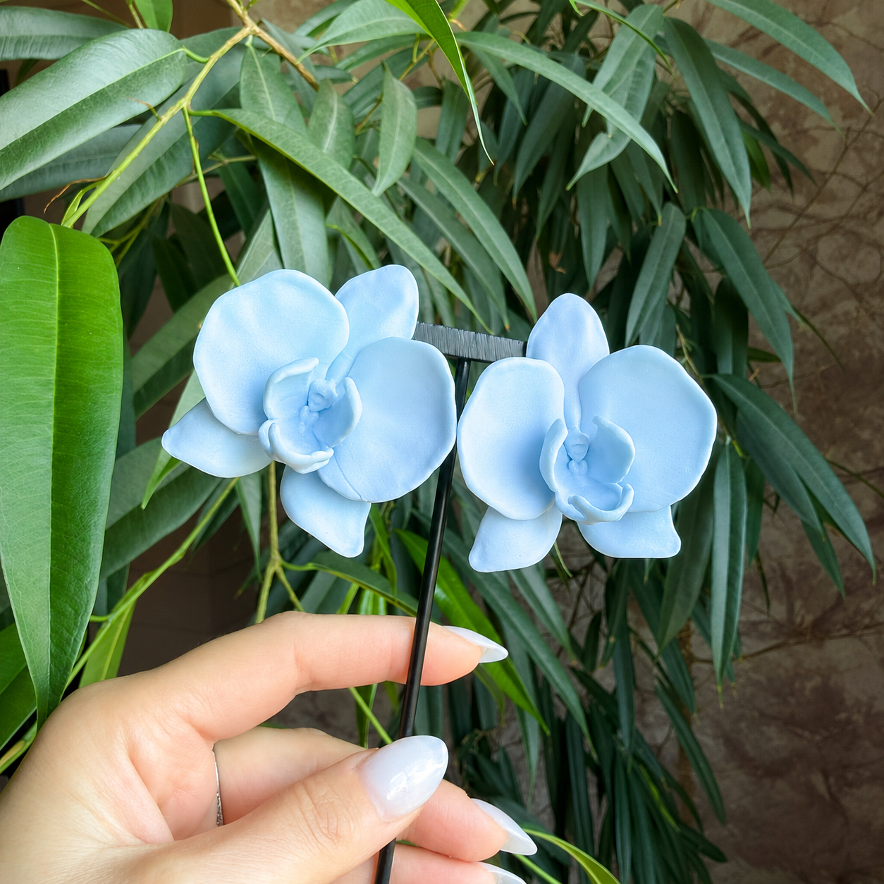 Orchid Baby Blue Statement Earrings