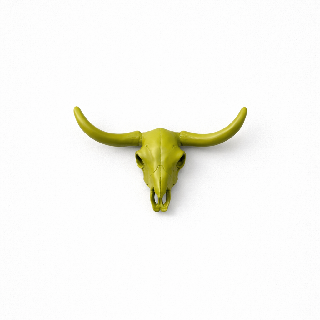 Medium Longhorn Wall Sculpture Olive Green