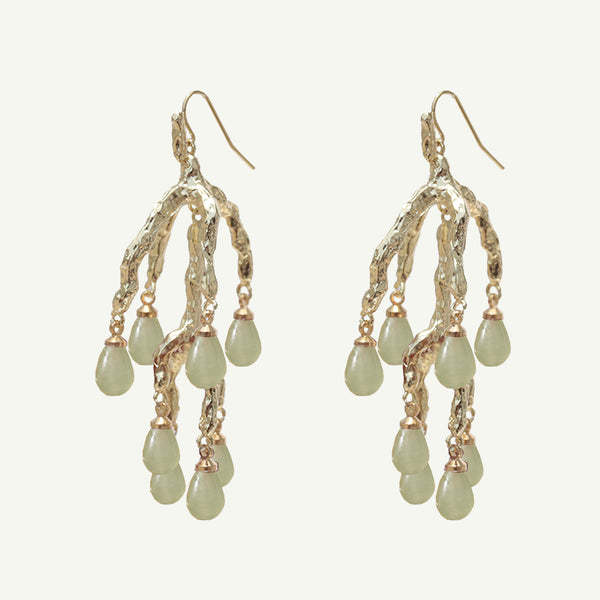 Delia Green Aventurine Statement Earrings Large