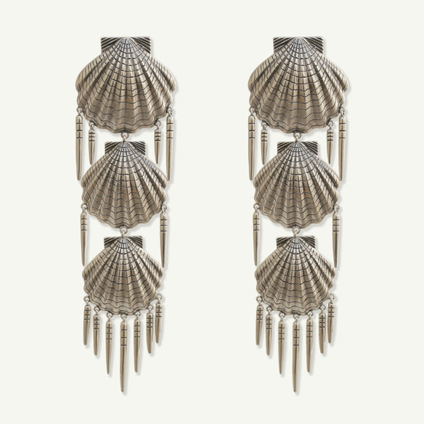 Delmar Shell Statement Earrings in Antique Silver