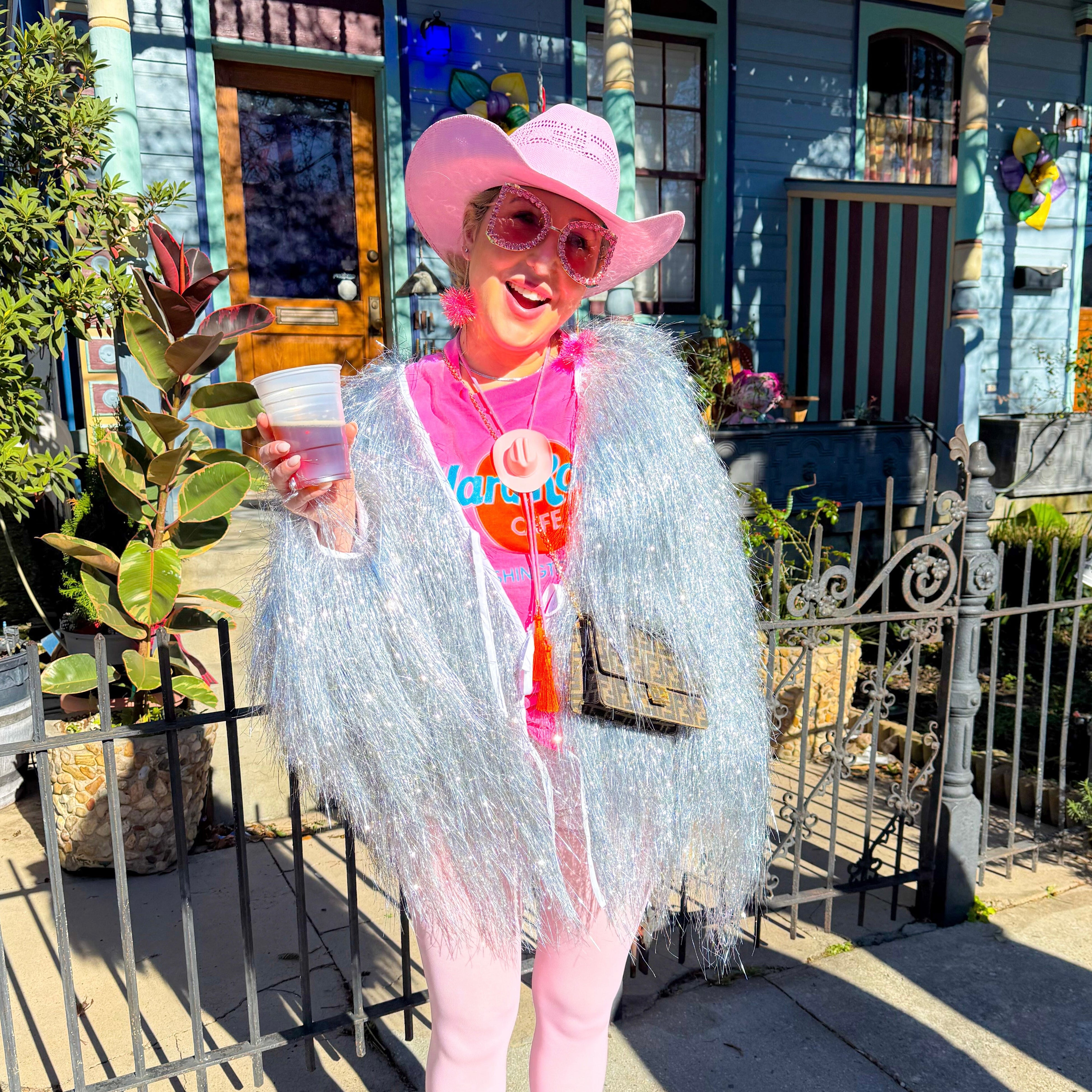 Cowboy Hat Bolo Blush Pink with Neon Pink & Orange