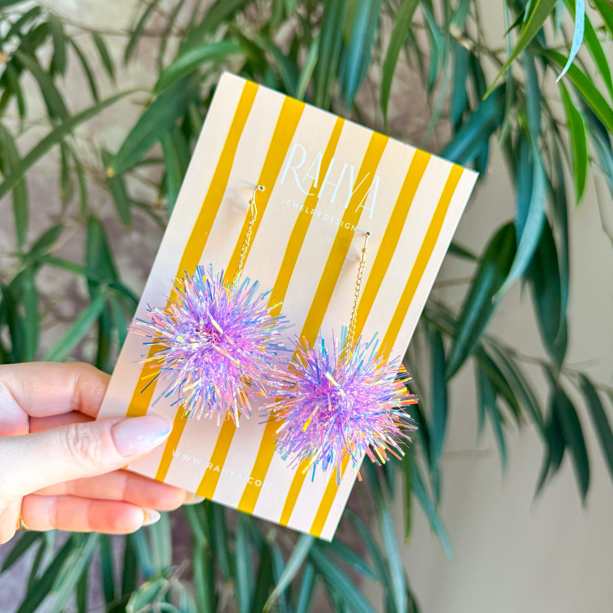 Iris Mini Purple Pom Pom Earrings
