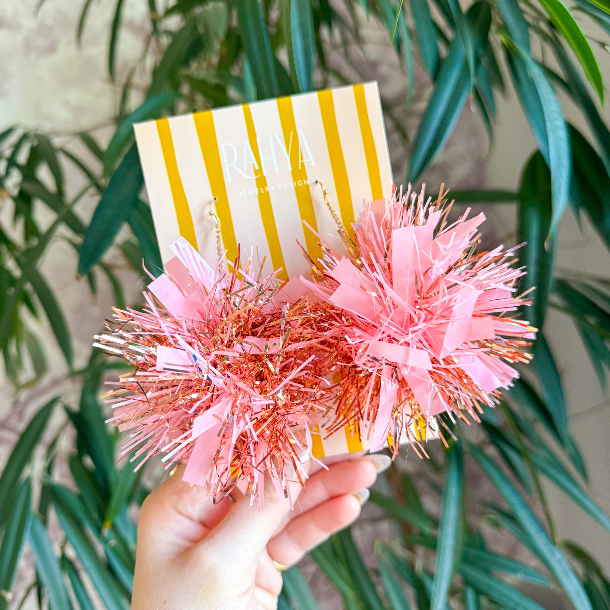 Copper & Blush Pom Pom Earrings