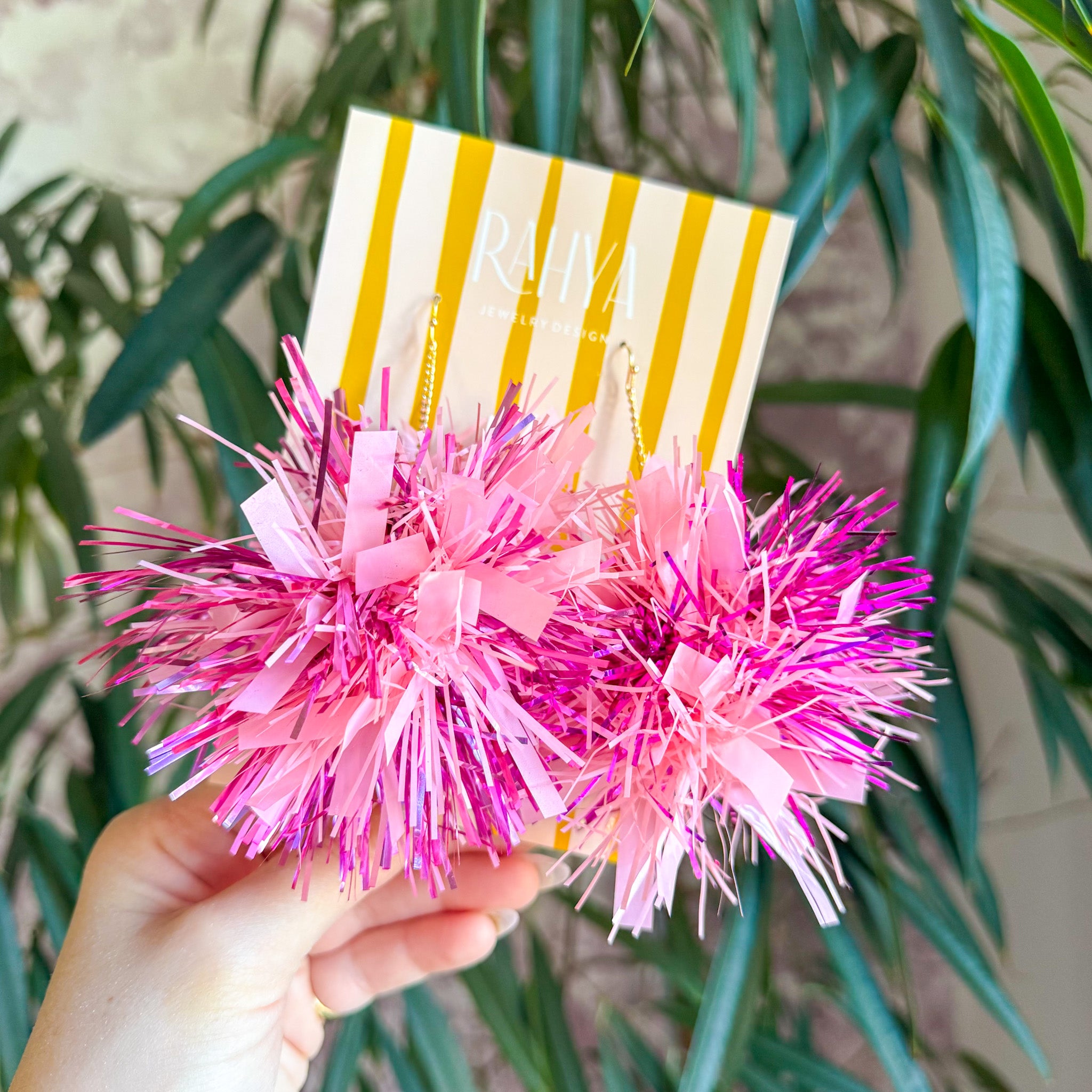 Fuchsia & Blush Pom Pom Earrings