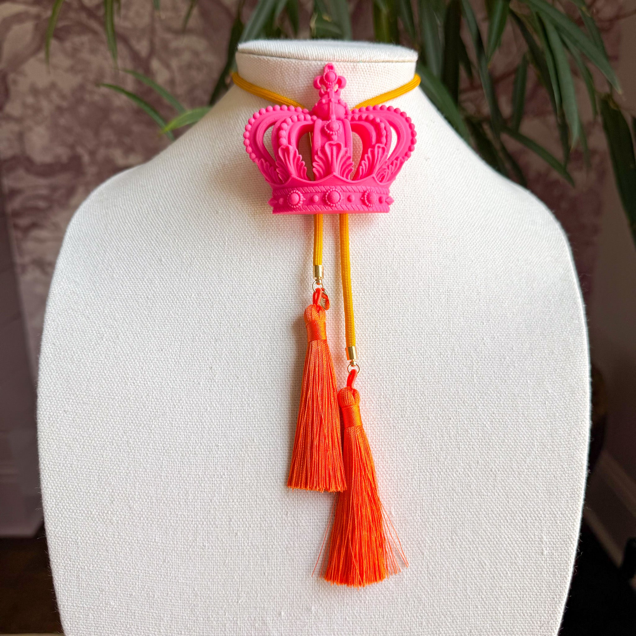 Crown Bolo Flamingo Pink with Golden Yellow & Orange