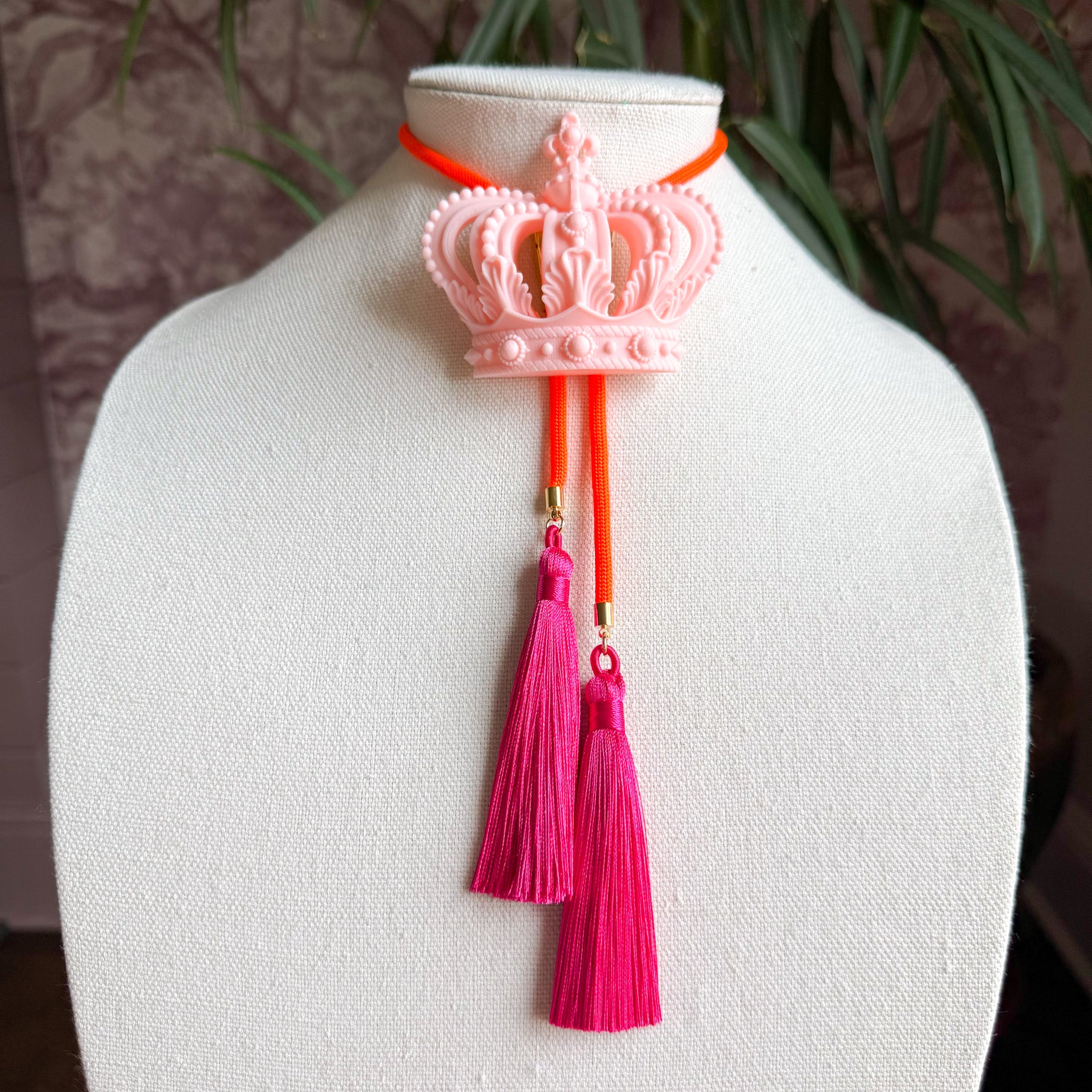 Crown Bolo Blush Pink with Neon Orange & Fuchsia