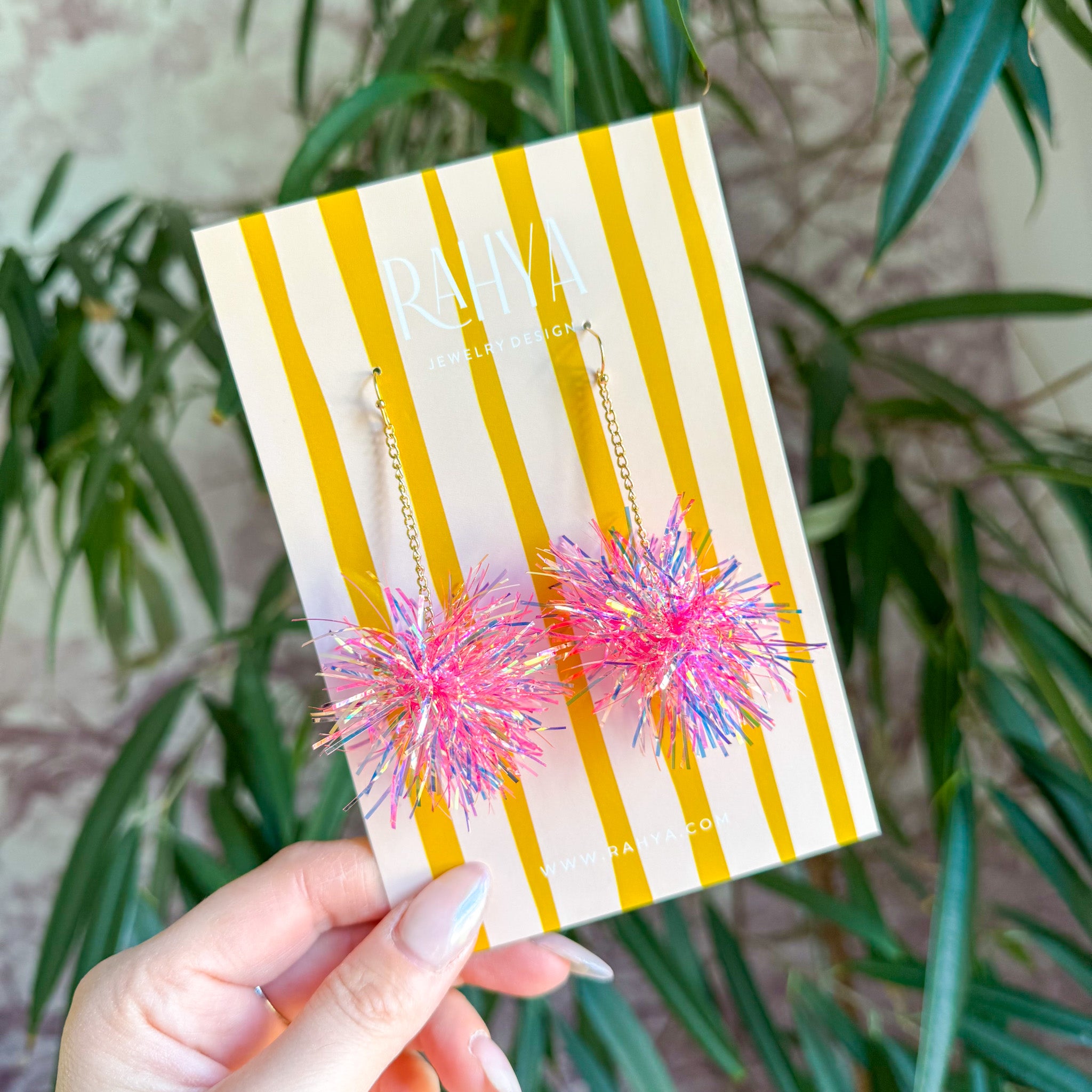 Mini Pink Bubblegum Pom Pom Earrings