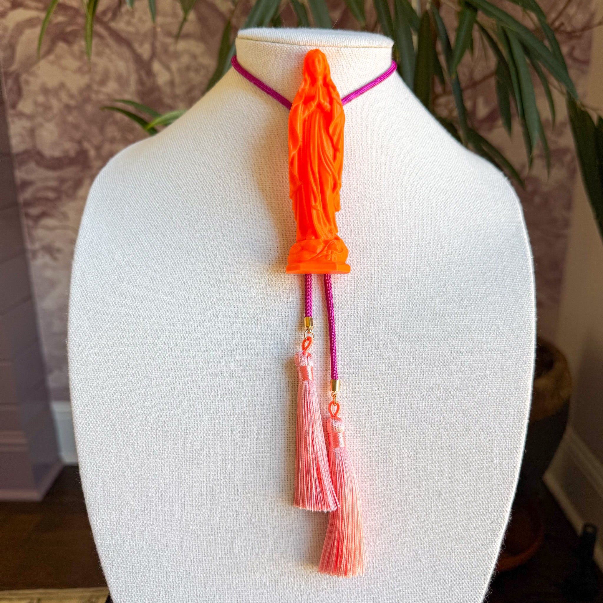 Mother Mary Statue Bolo Solar Orange with Fuchsia & Peach