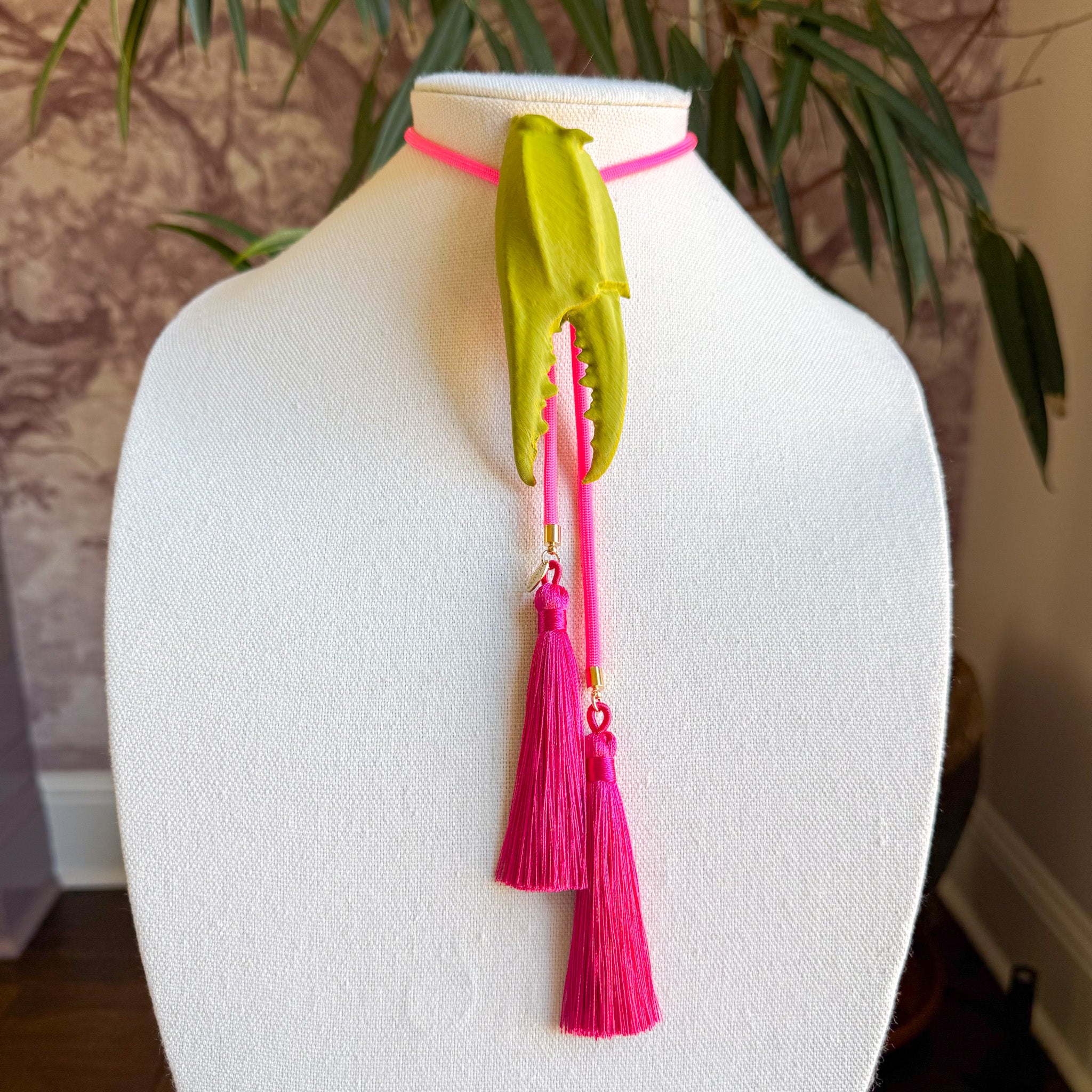 Crab Claw Bolo Olive Green with Neon Pink & Fuchsia