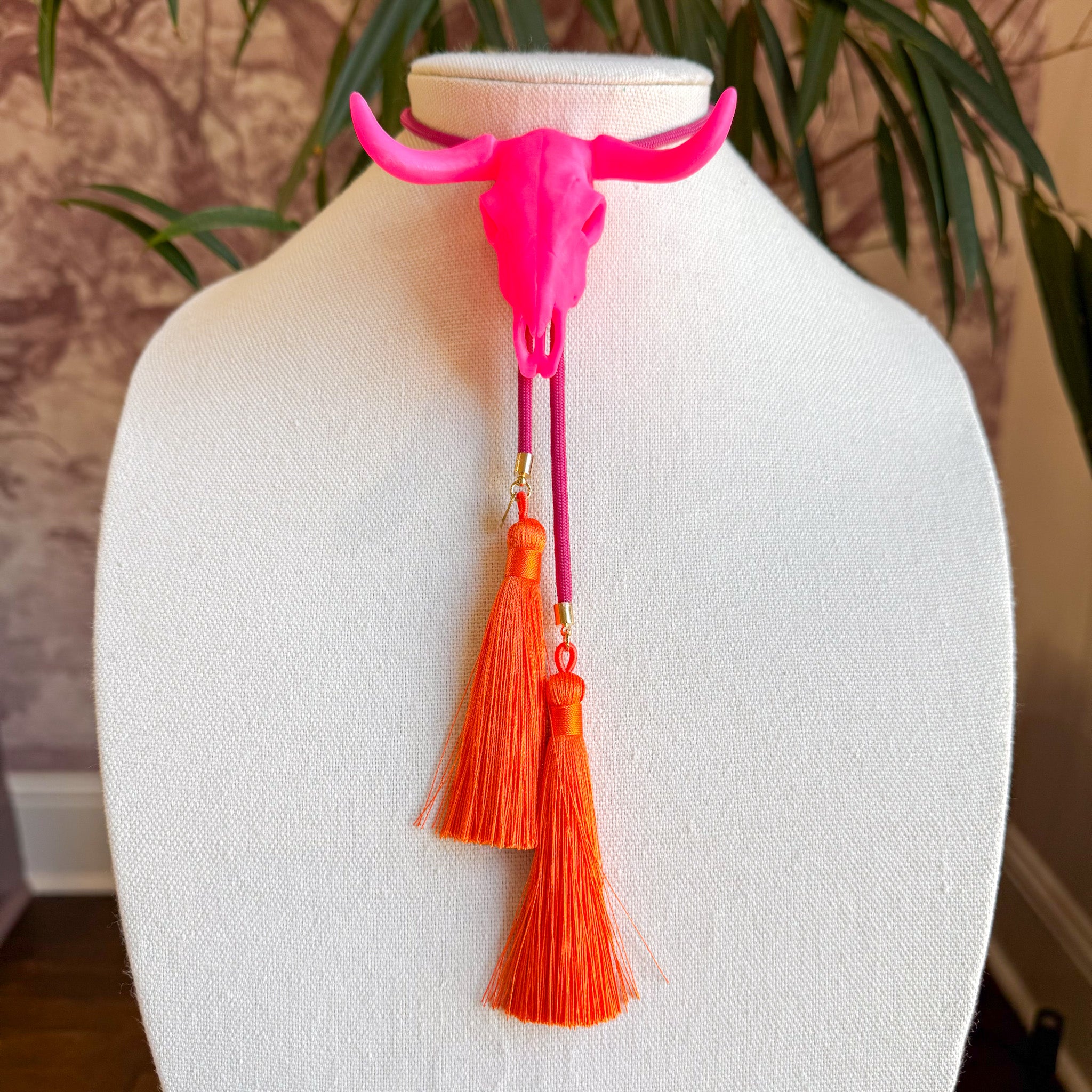 Longhorn Bolo Neon Pink with Fuchsia & Orange