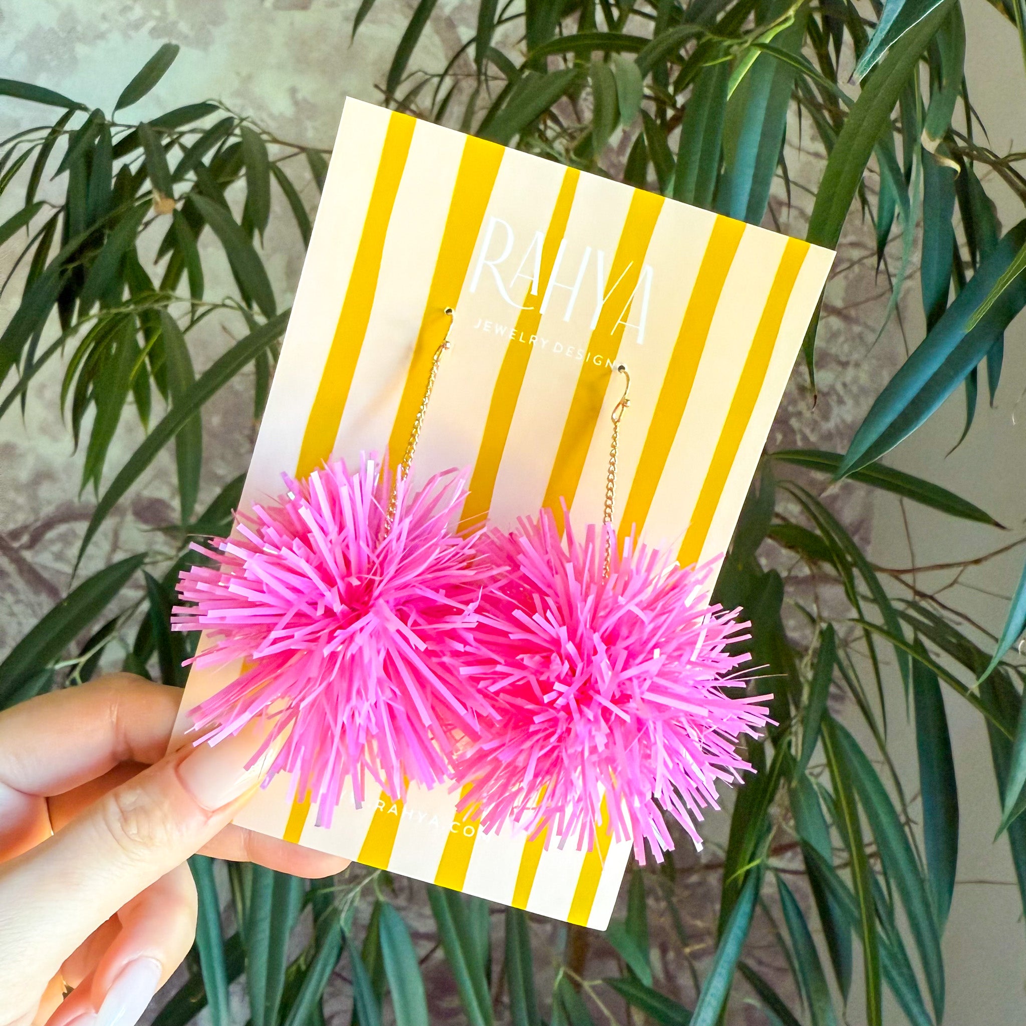 Mini Strawberry Pink Pom Pom Earrings