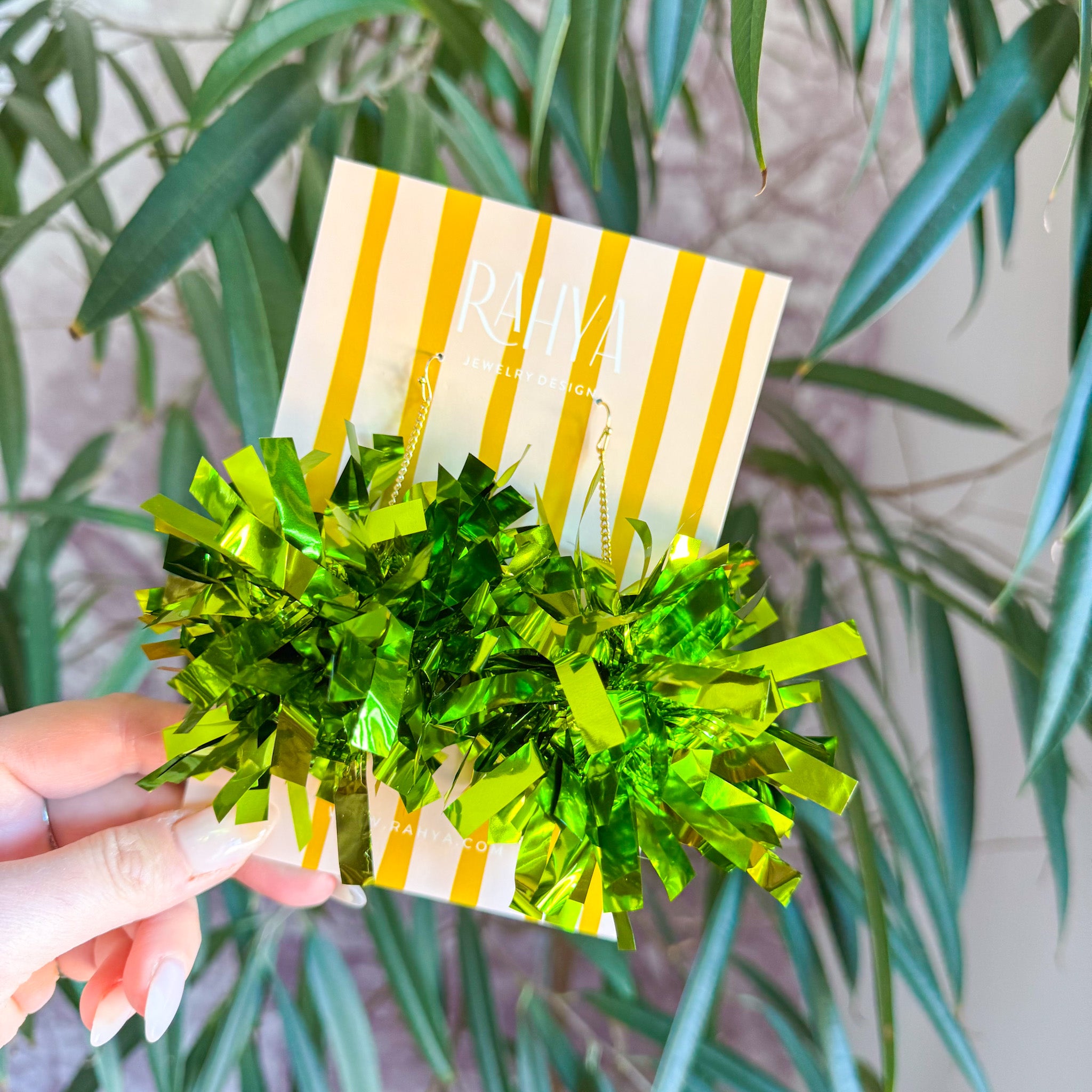 Chartreuse Green Pom Pom Earrings
