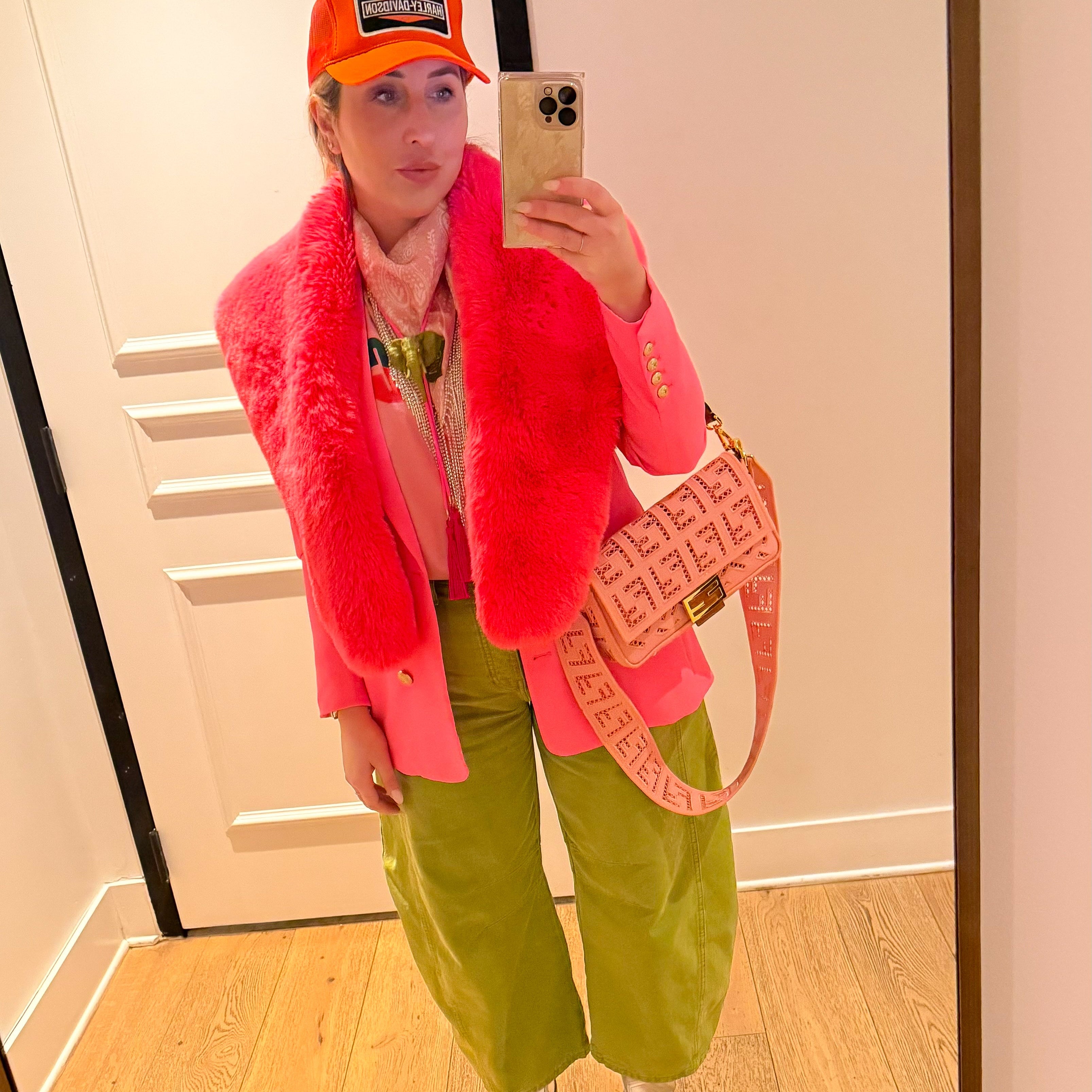 Elephant Bolo Olive Green with Neon Pink & Fuchsia