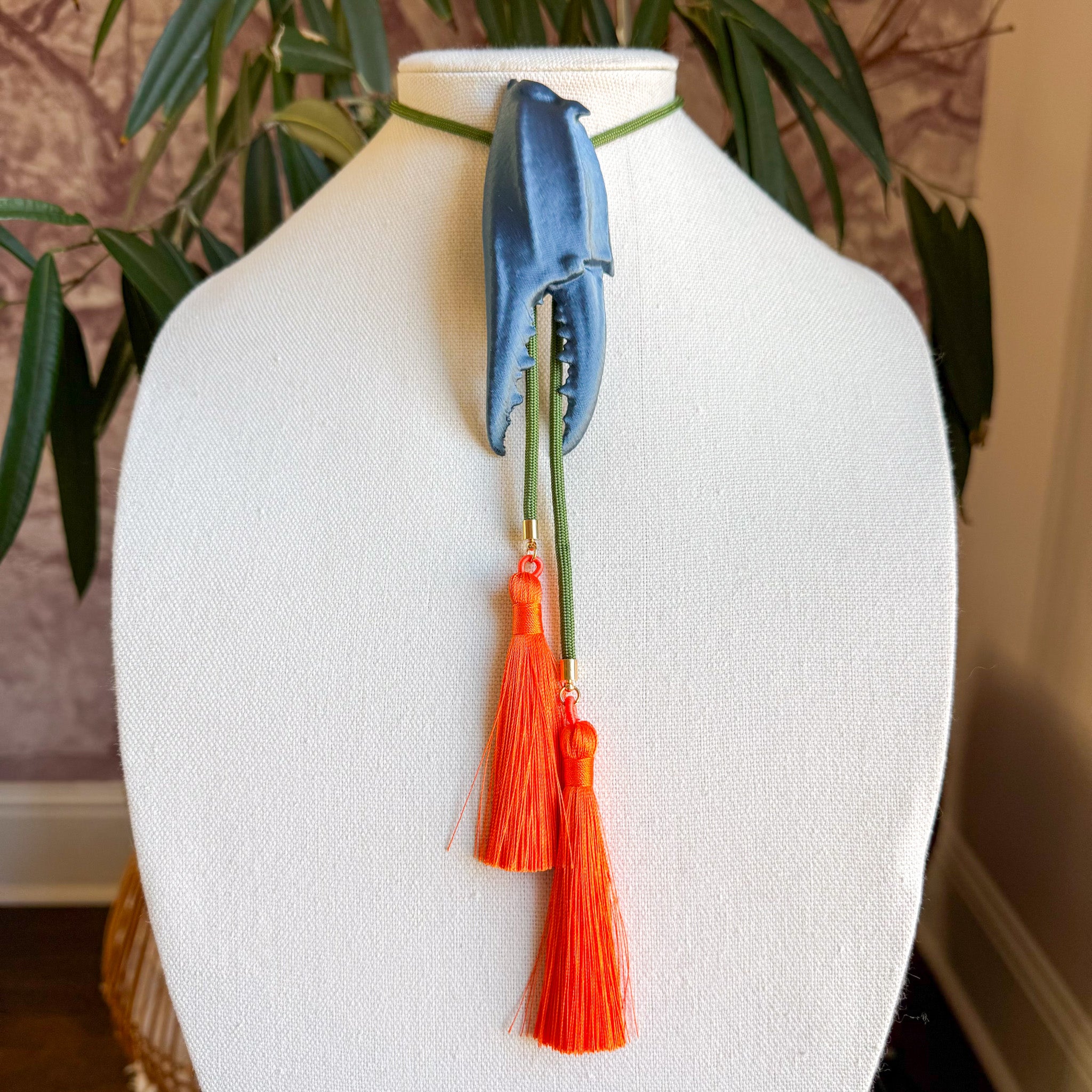 Crab Claw Bolo Storm Blue with Olive & Orange
