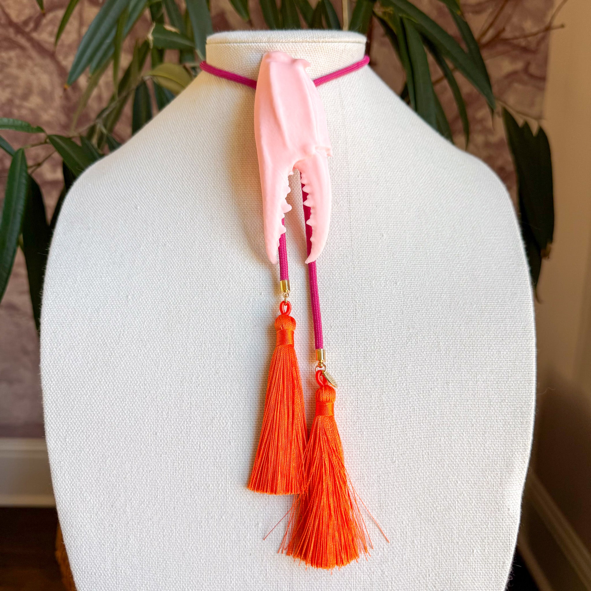 Crab Claw Bolo Blush Pink with Fuchsia & Orange
