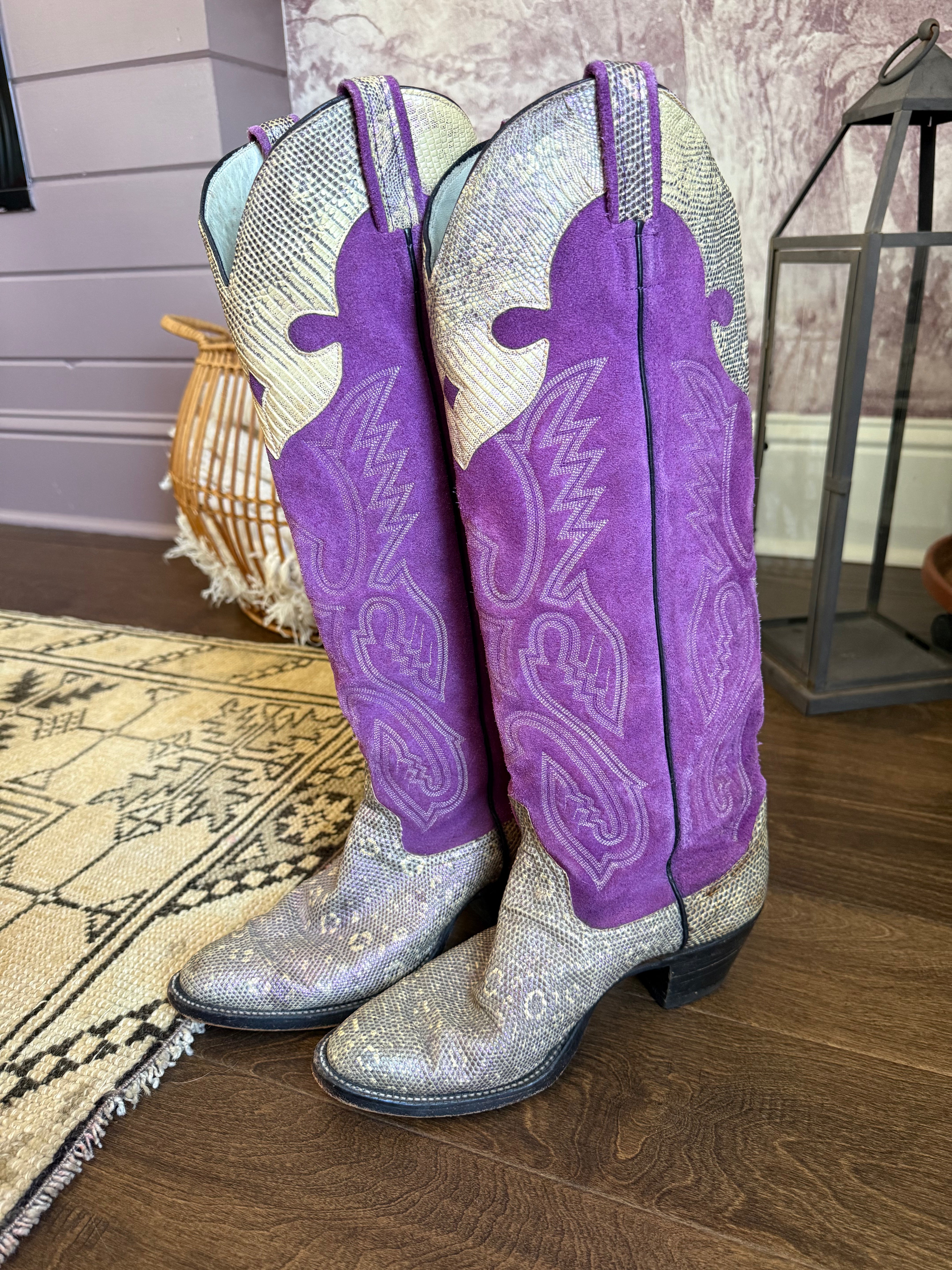 Vintage Cutter Bills Snake Skin Cowboy Boots 7.5