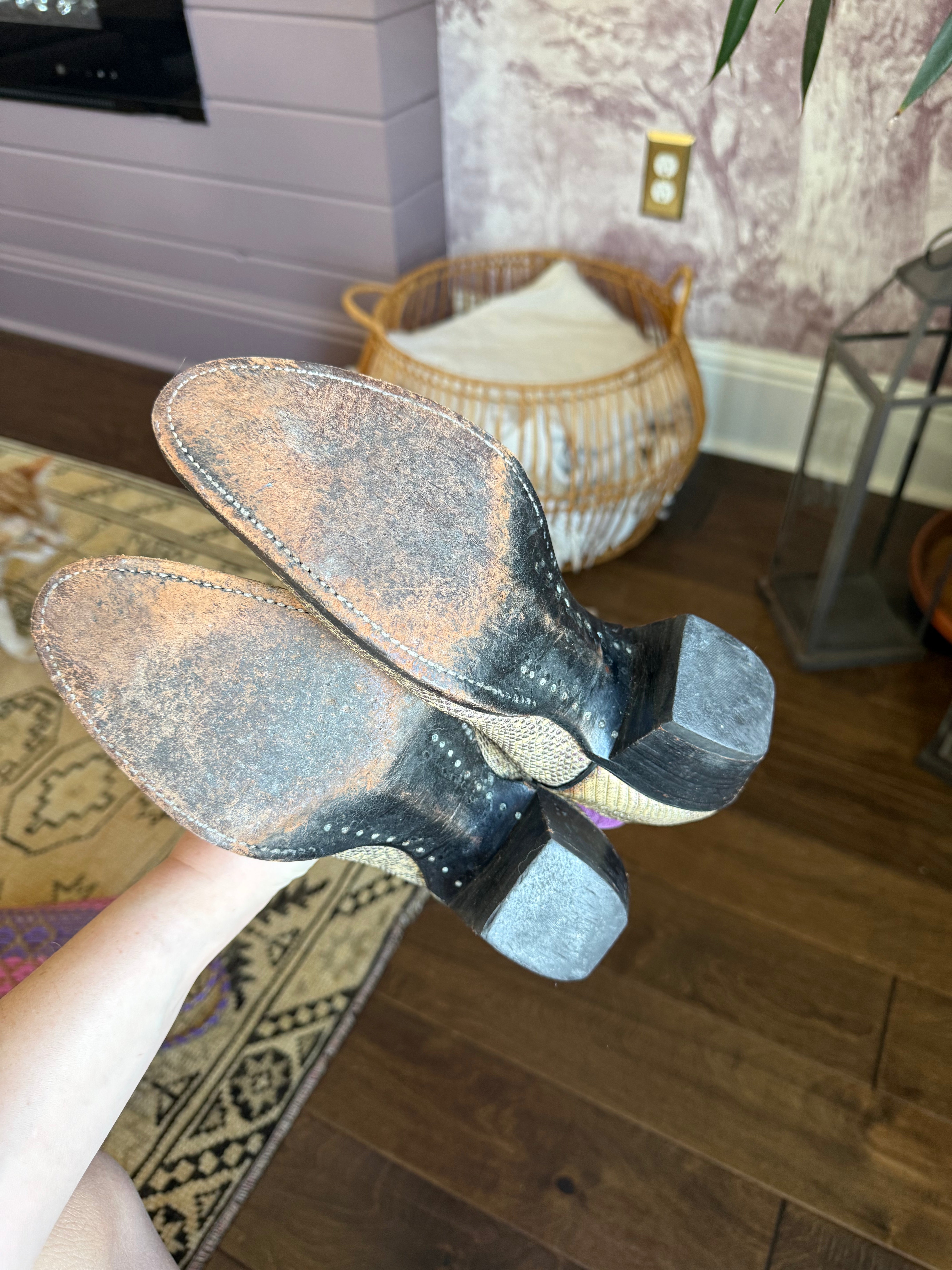 Vintage Cutter Bills Snake Skin Cowboy Boots 7.5