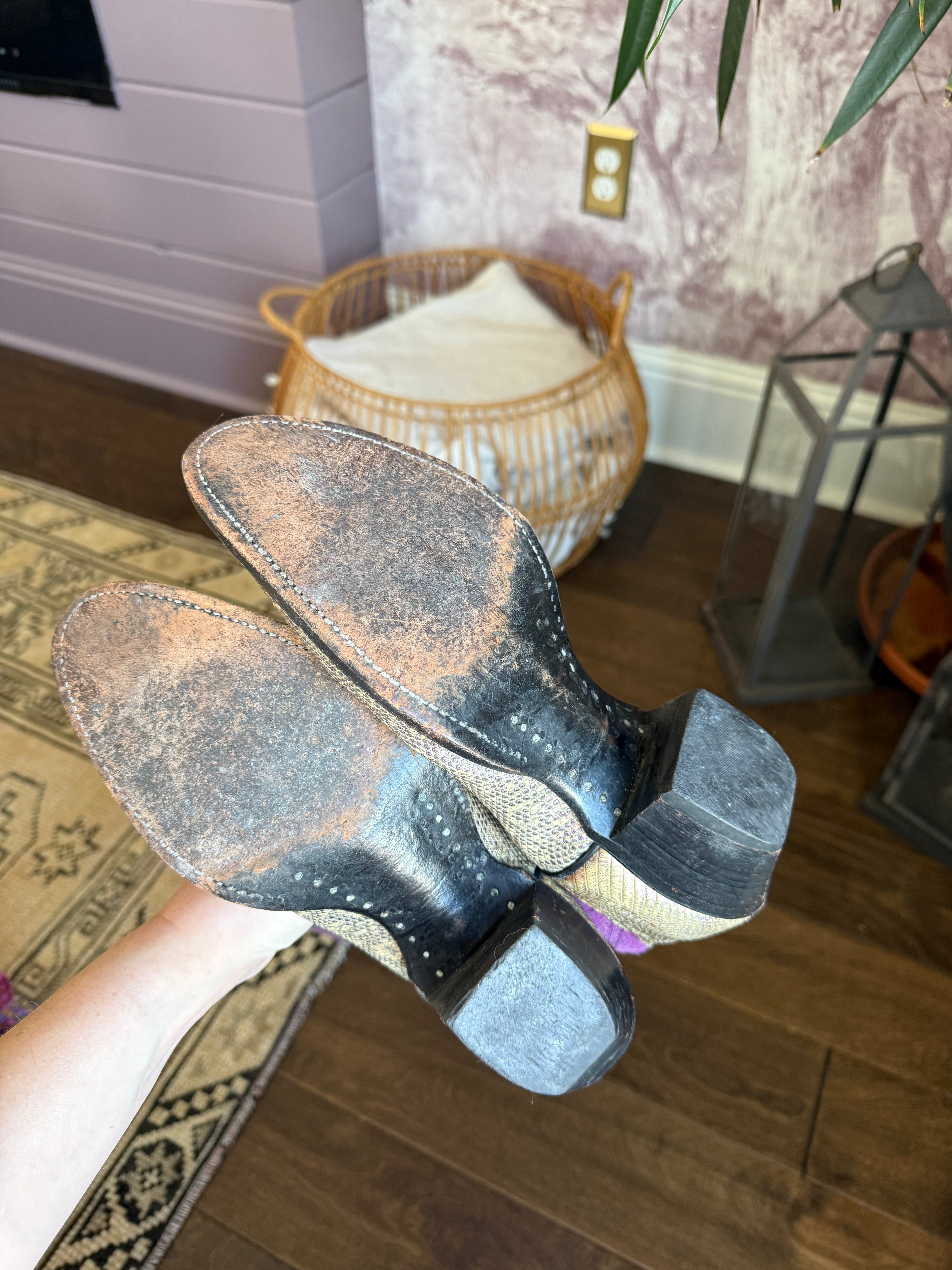 Vintage Cutter Bills Snake Skin Cowboy Boots 7.5