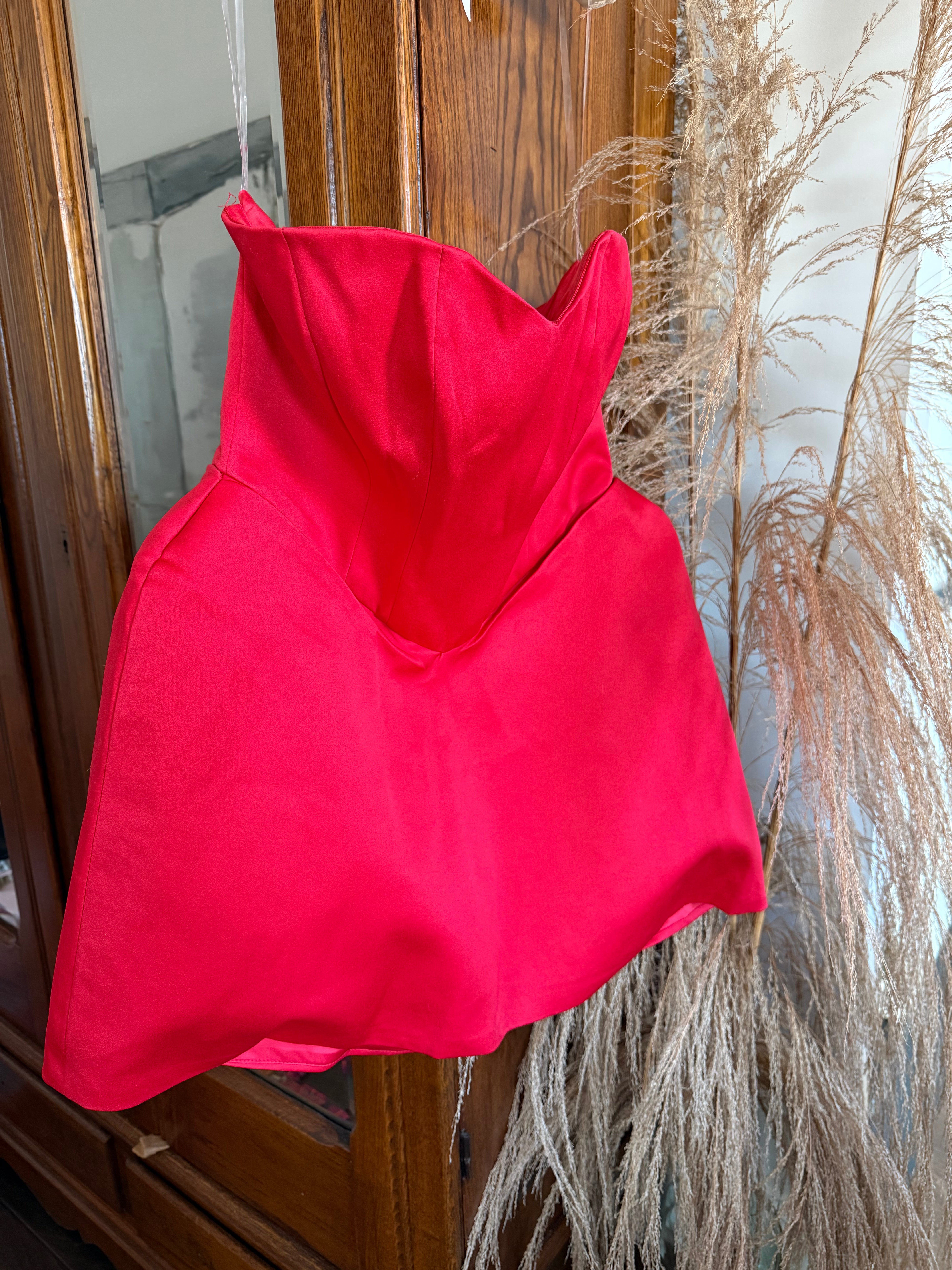 Heart Shaped Strapless Red Mini Dress