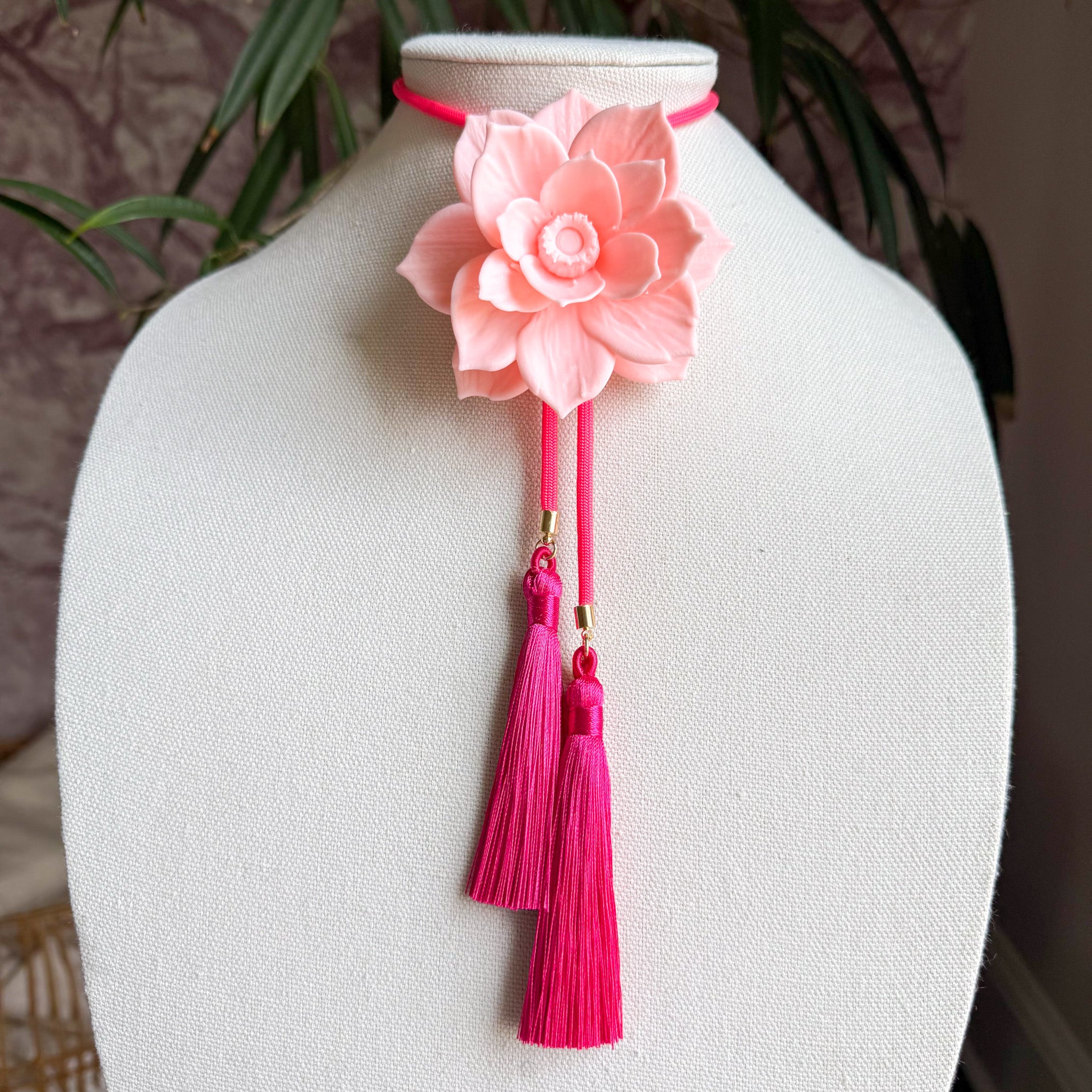 Lotus Flower Bolo Blush Pink with Neon Pink & Fuchsia