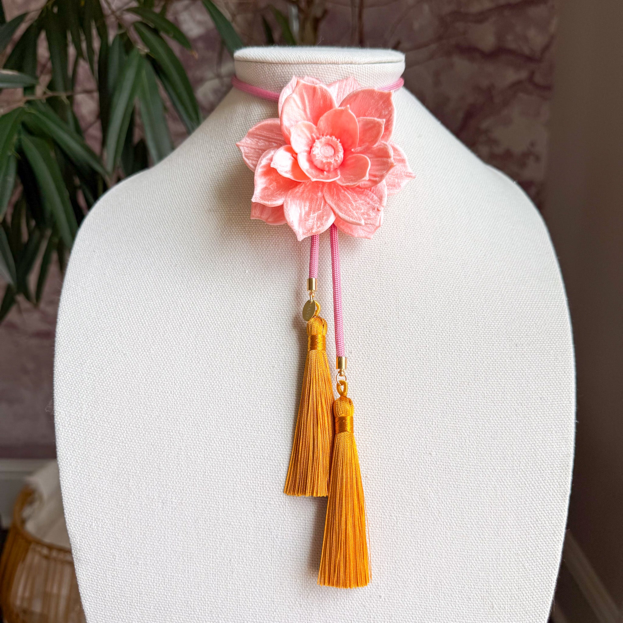 Lotus Flower Bolo Sugar Pink with Bubblegum Pink & Golden Yellow