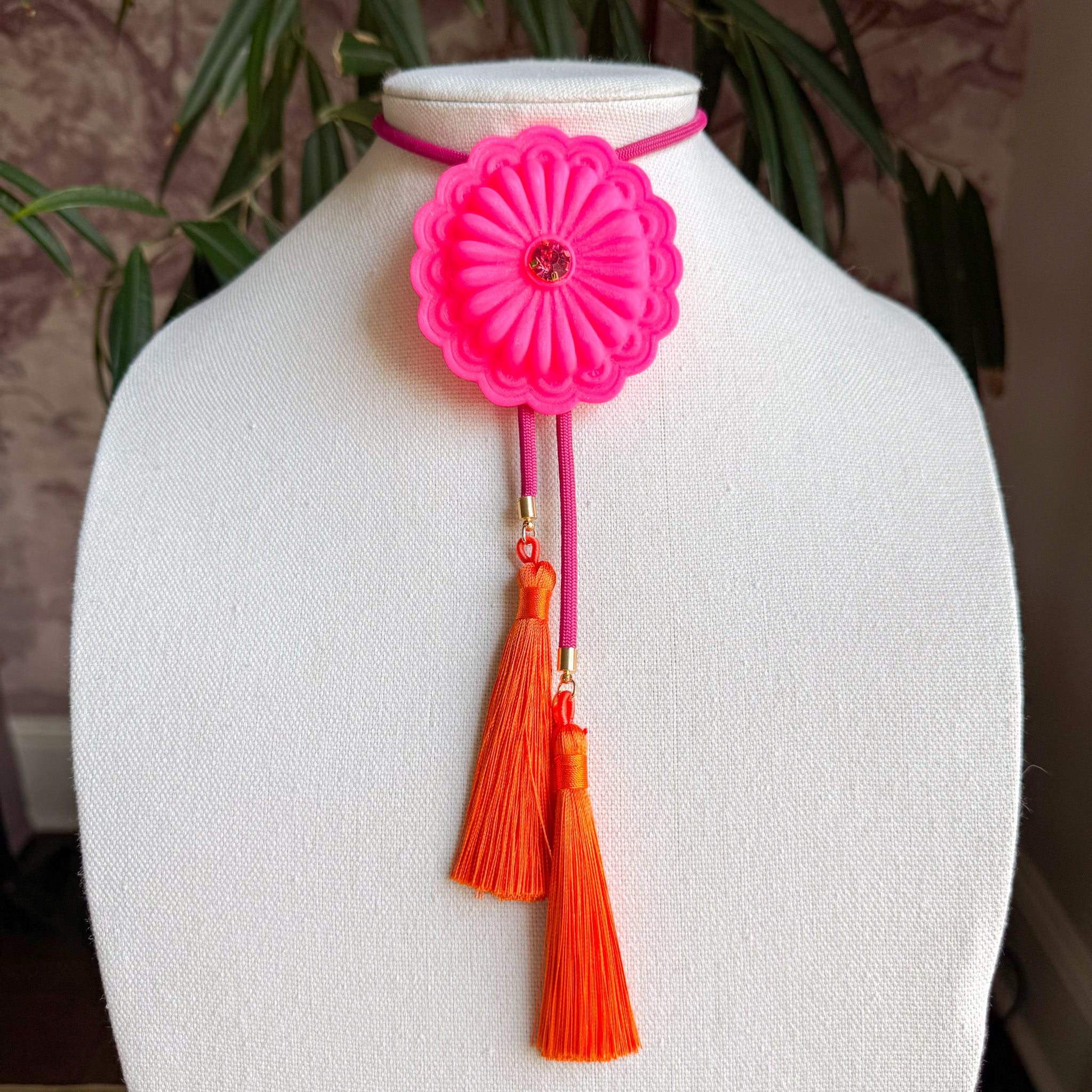 Concho Bolo Neon Pink with Fuchsia & Orange