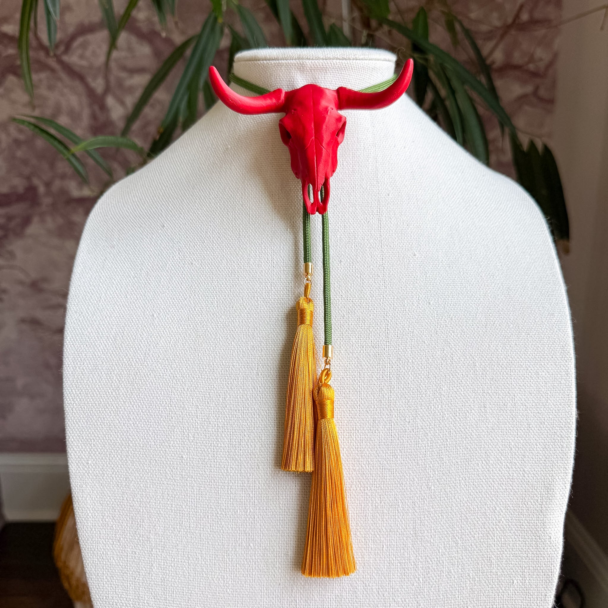 Longhorn Bolo Crimson with Olive & Golden Yellow